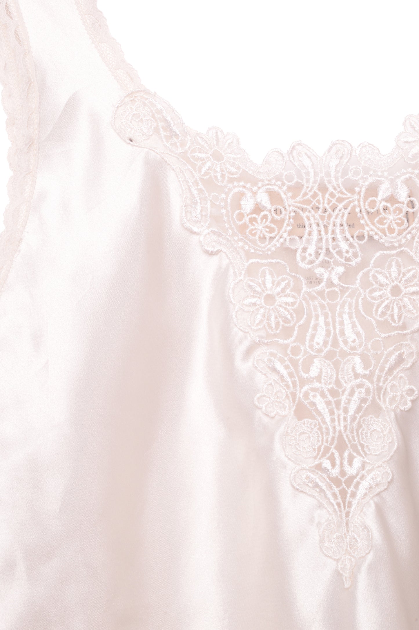 Ivory Beaded Lace Trim Slip Top