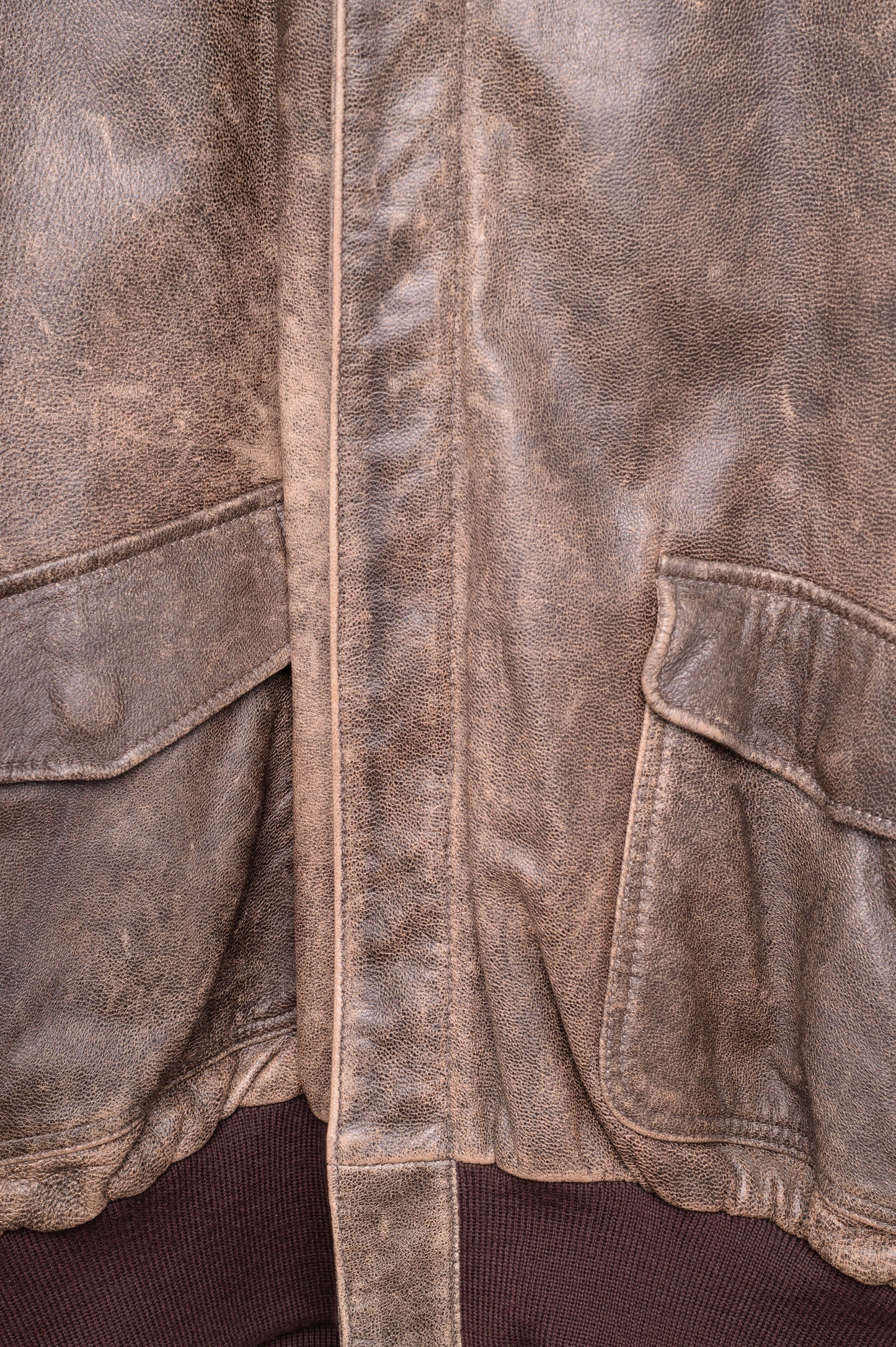 Brown Leather Bomber Jacket