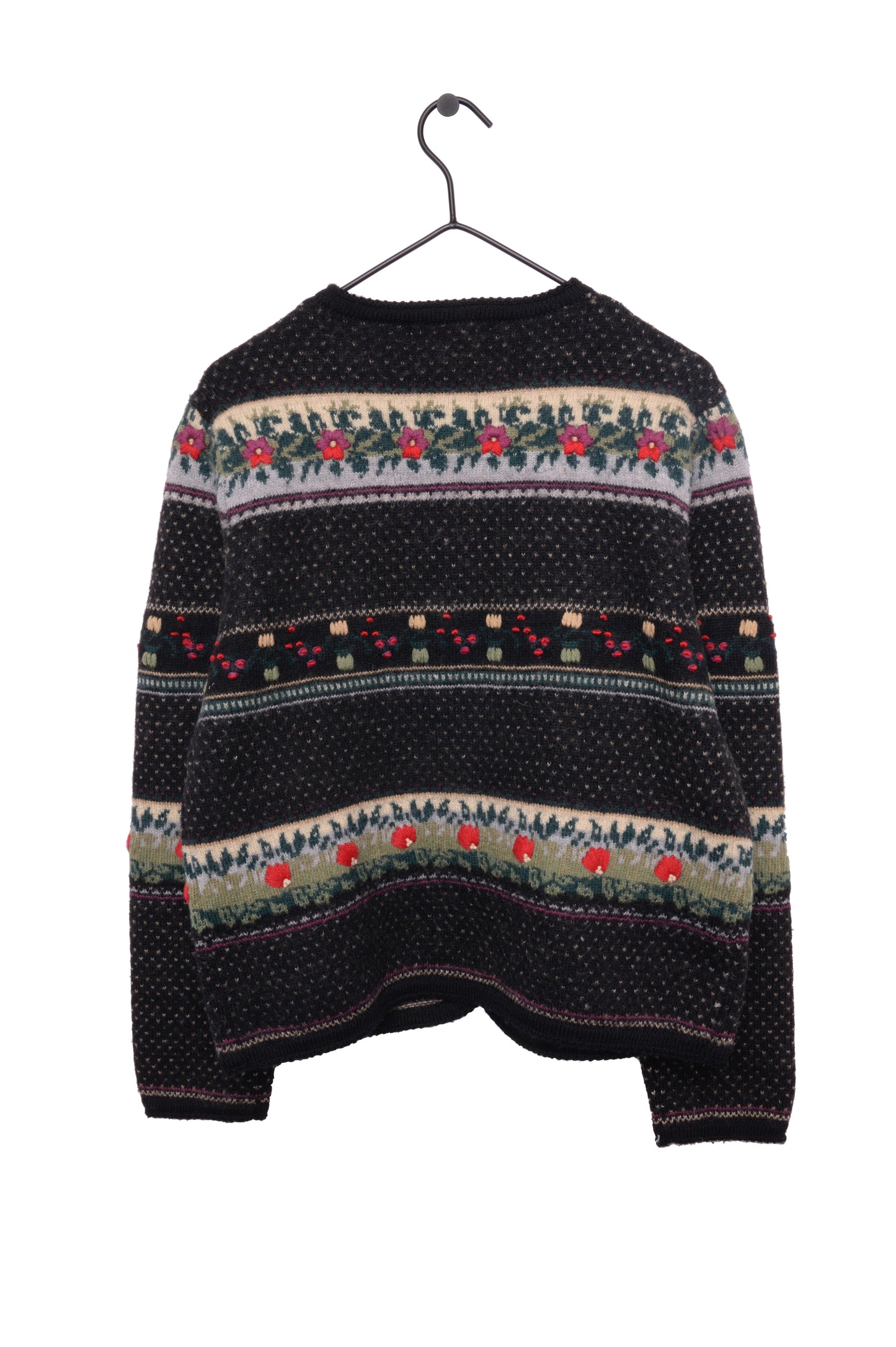 Amazing Floral Stripe Wool Cardigan