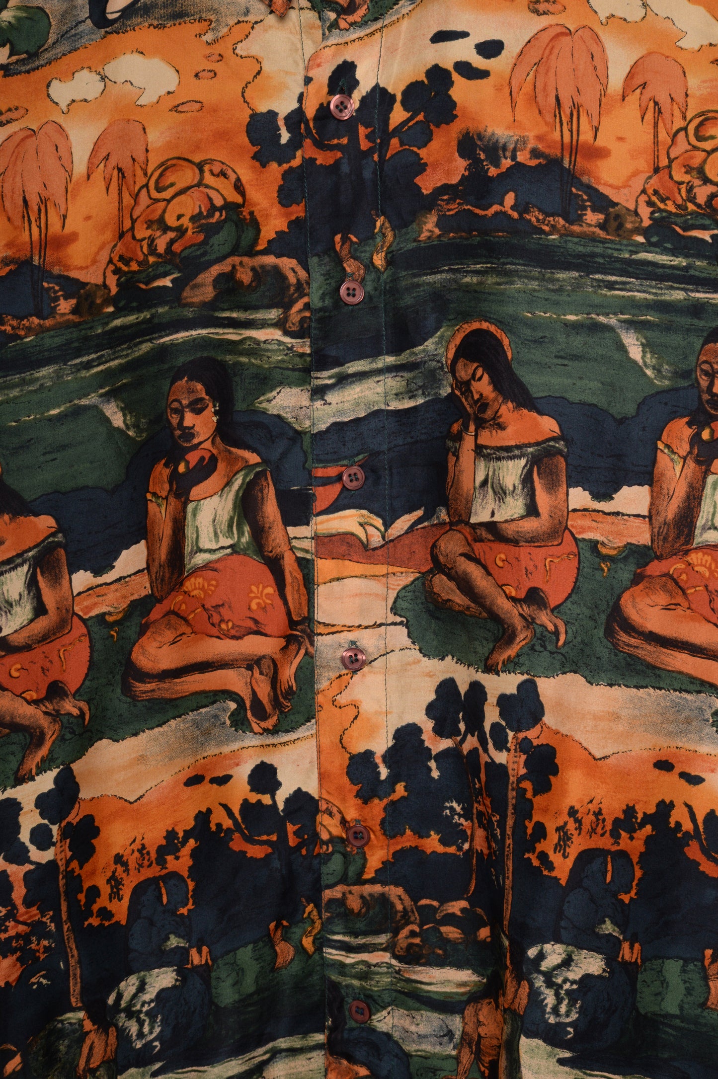 Ladies Print Silk Button Down