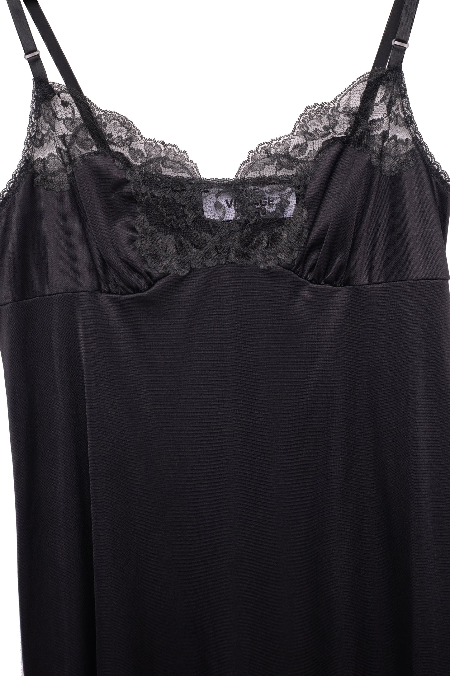 Black Lace Trim Slip Dress