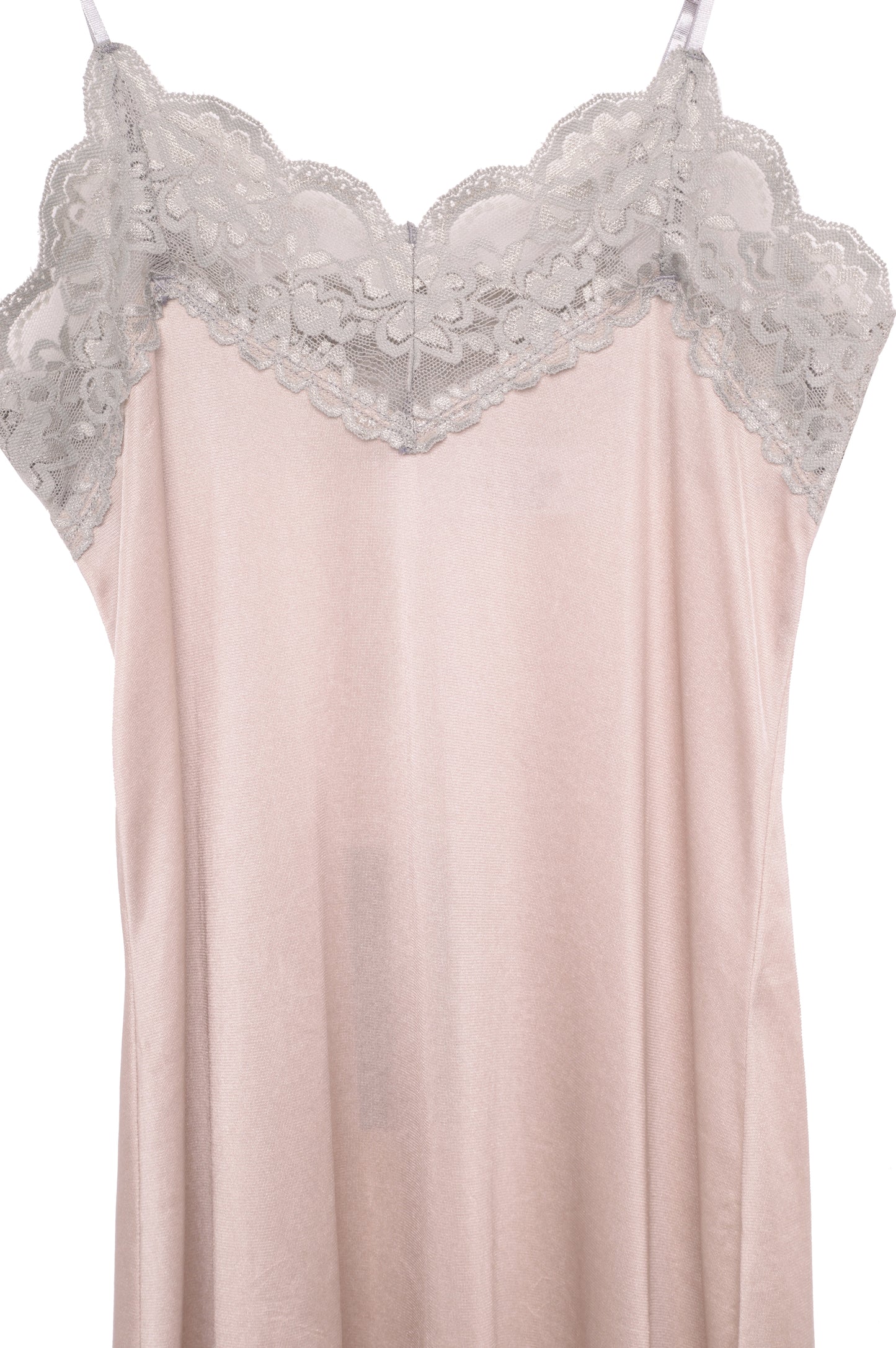 Beige Lace Trim Slip Mini Dress