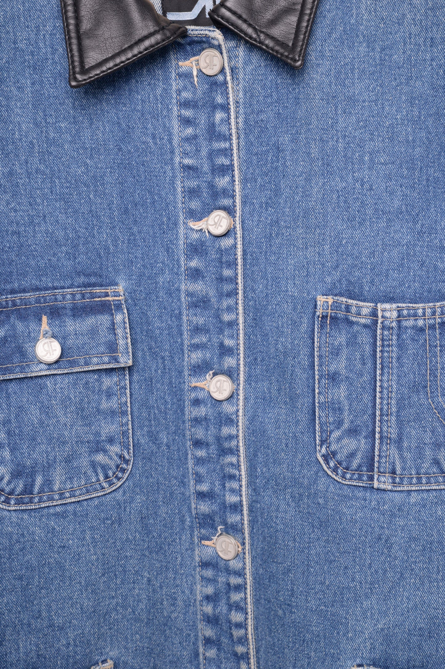 Leather Collar Denim Work Jacket