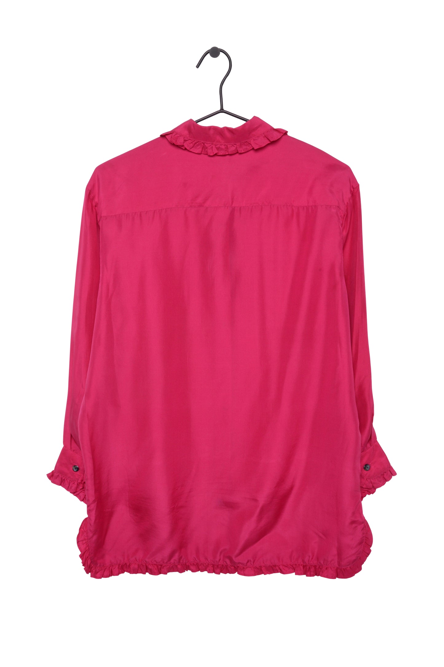 Silk Ruffle Button Top