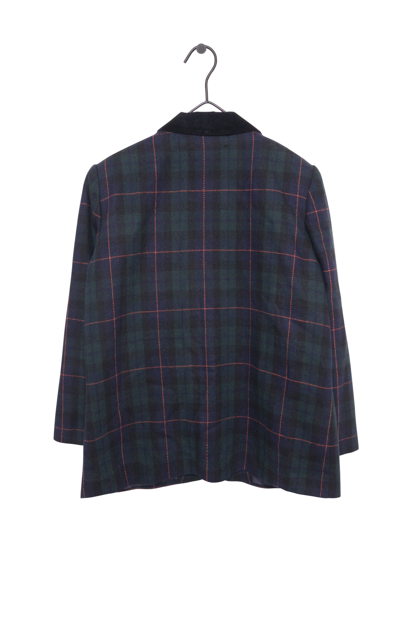 Suede Collar Wool Plaid Blazer