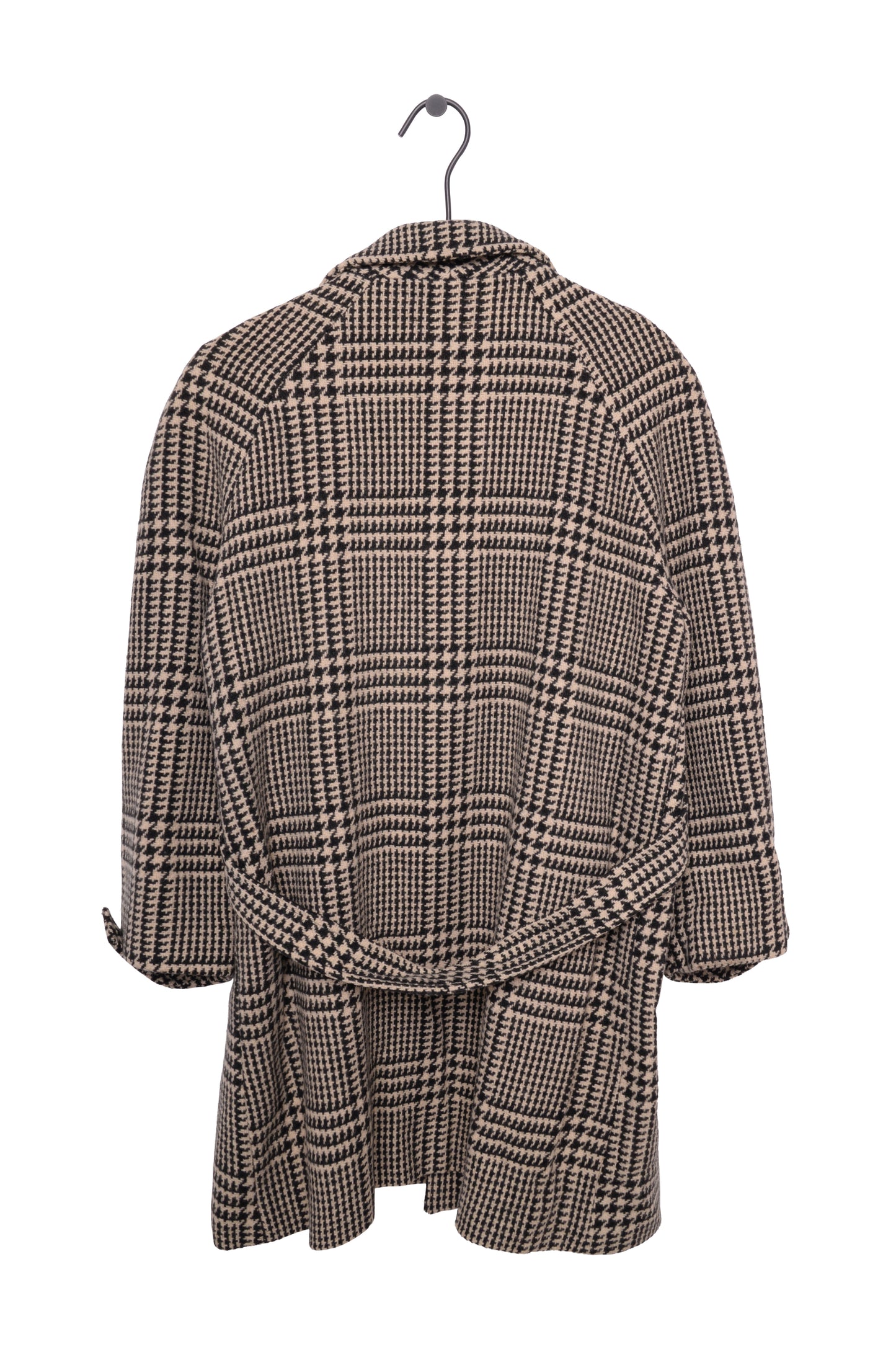 Double Breasted Houndstooth Wool Coat