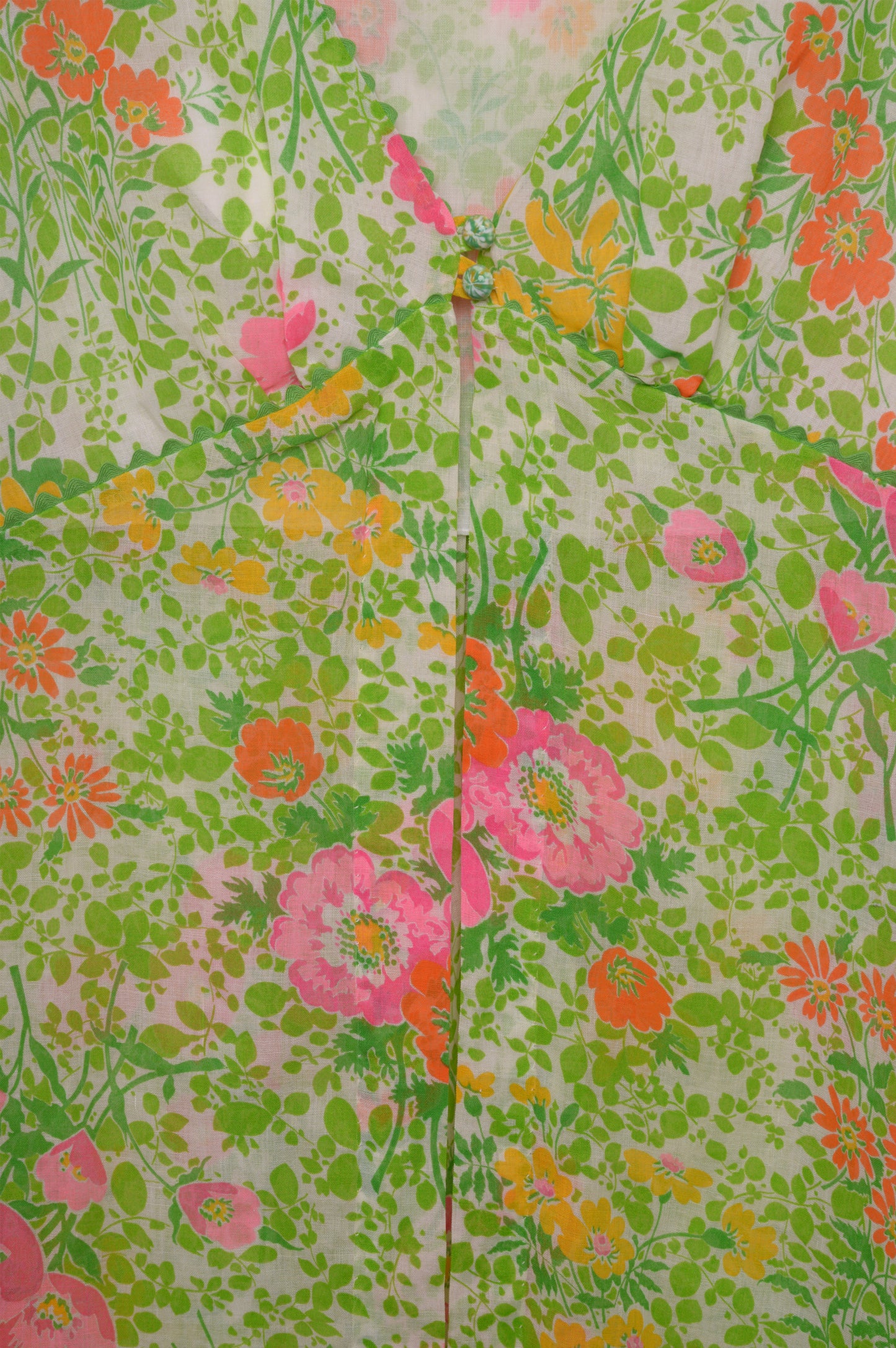 1960s Floral Open-Front Mini Dress