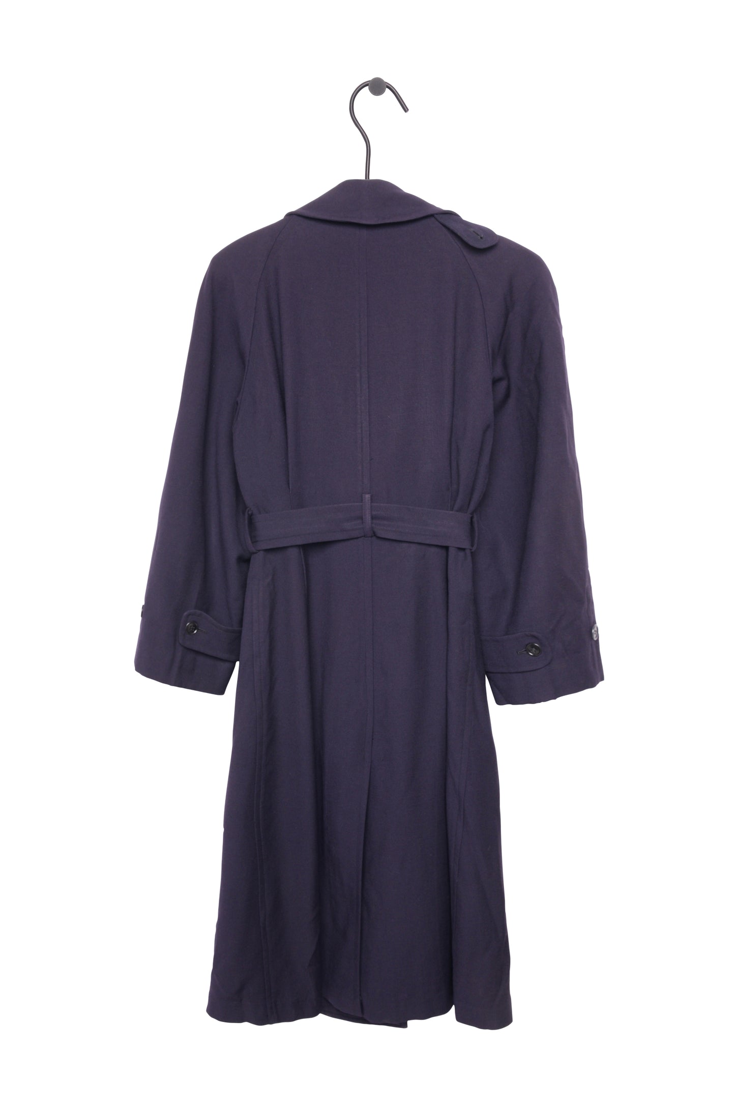 Navy Belted Wool Trench Coat