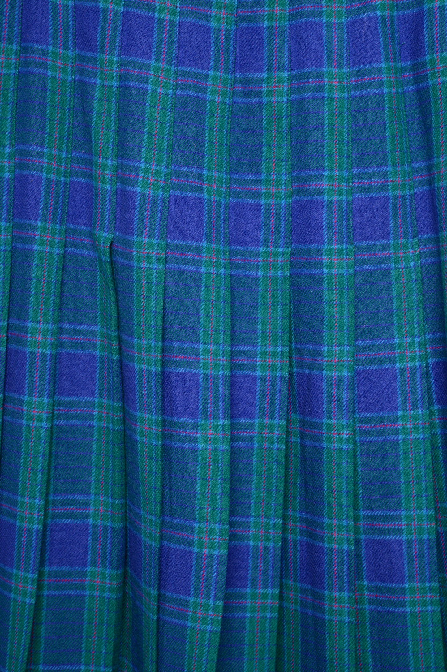 Plaid Wool Pleated Skirt