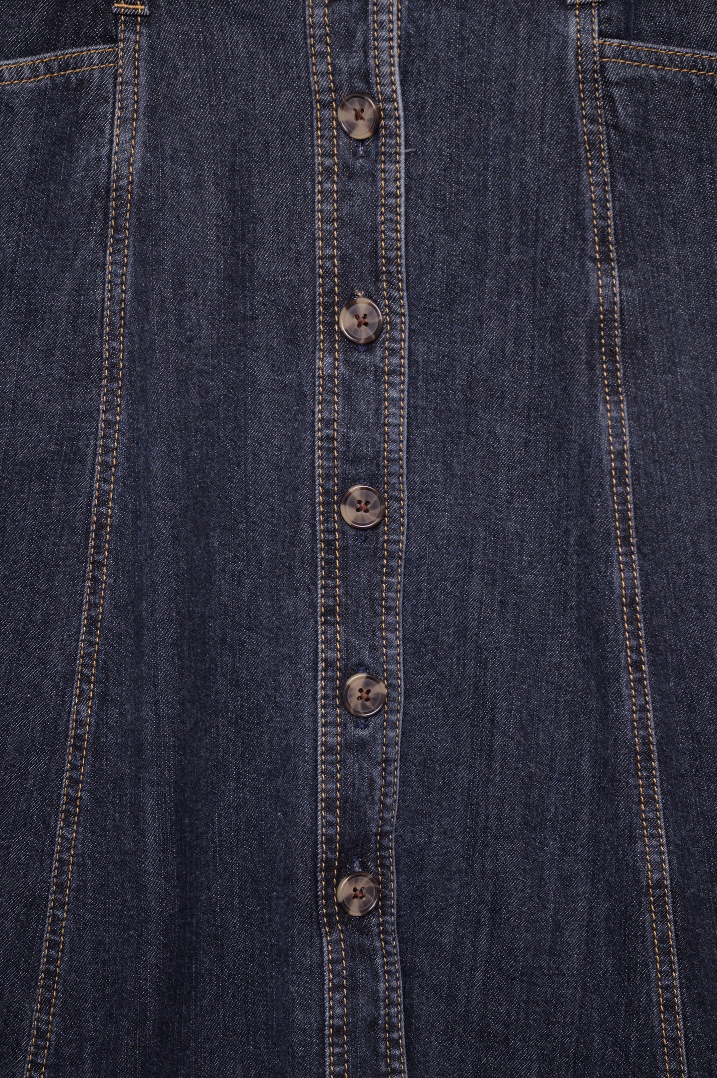 Denim Button Midi Skirt