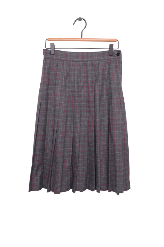 Plaid Pleated Midi Skirt