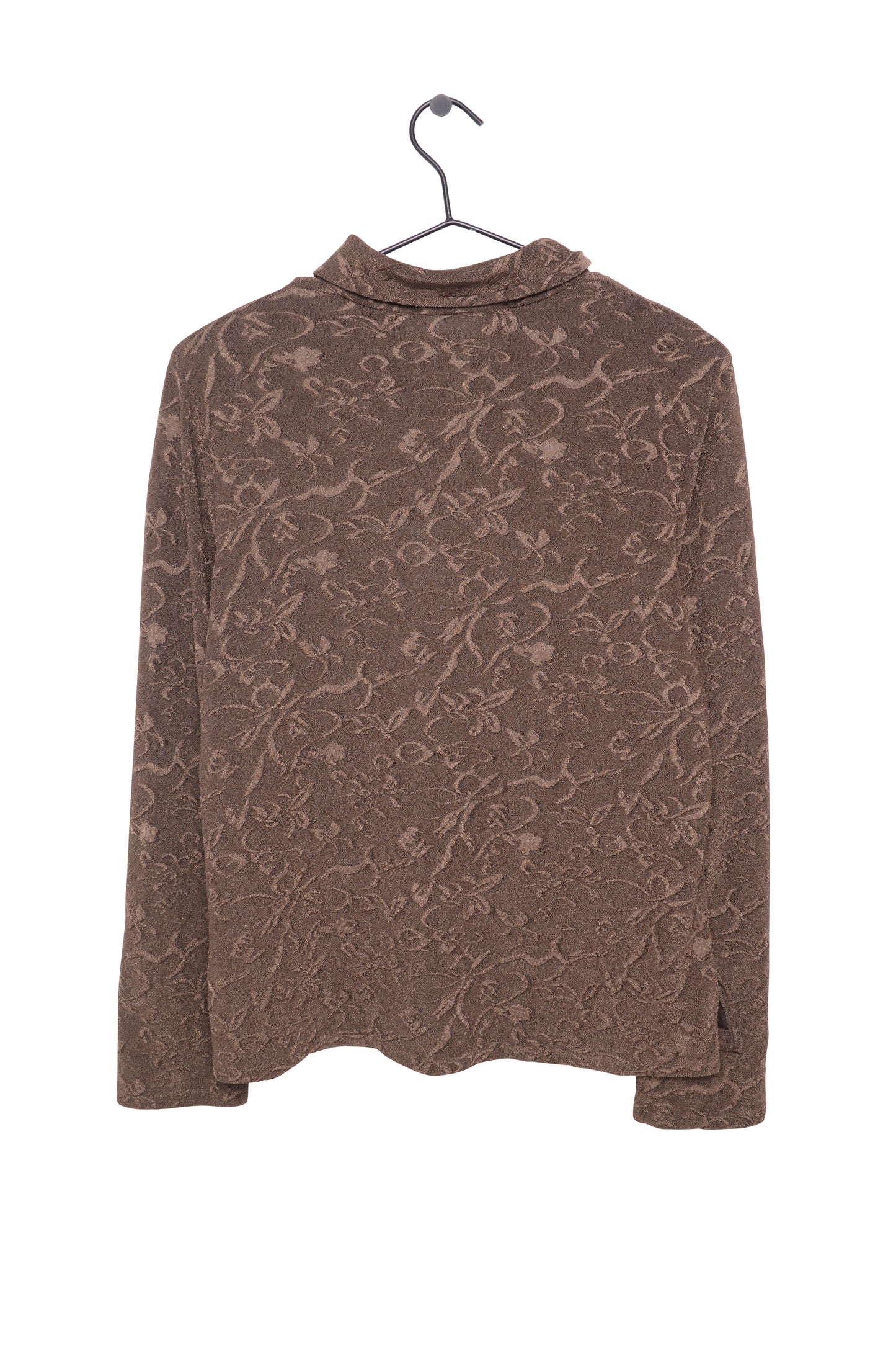 Olive Green Floral Button Top