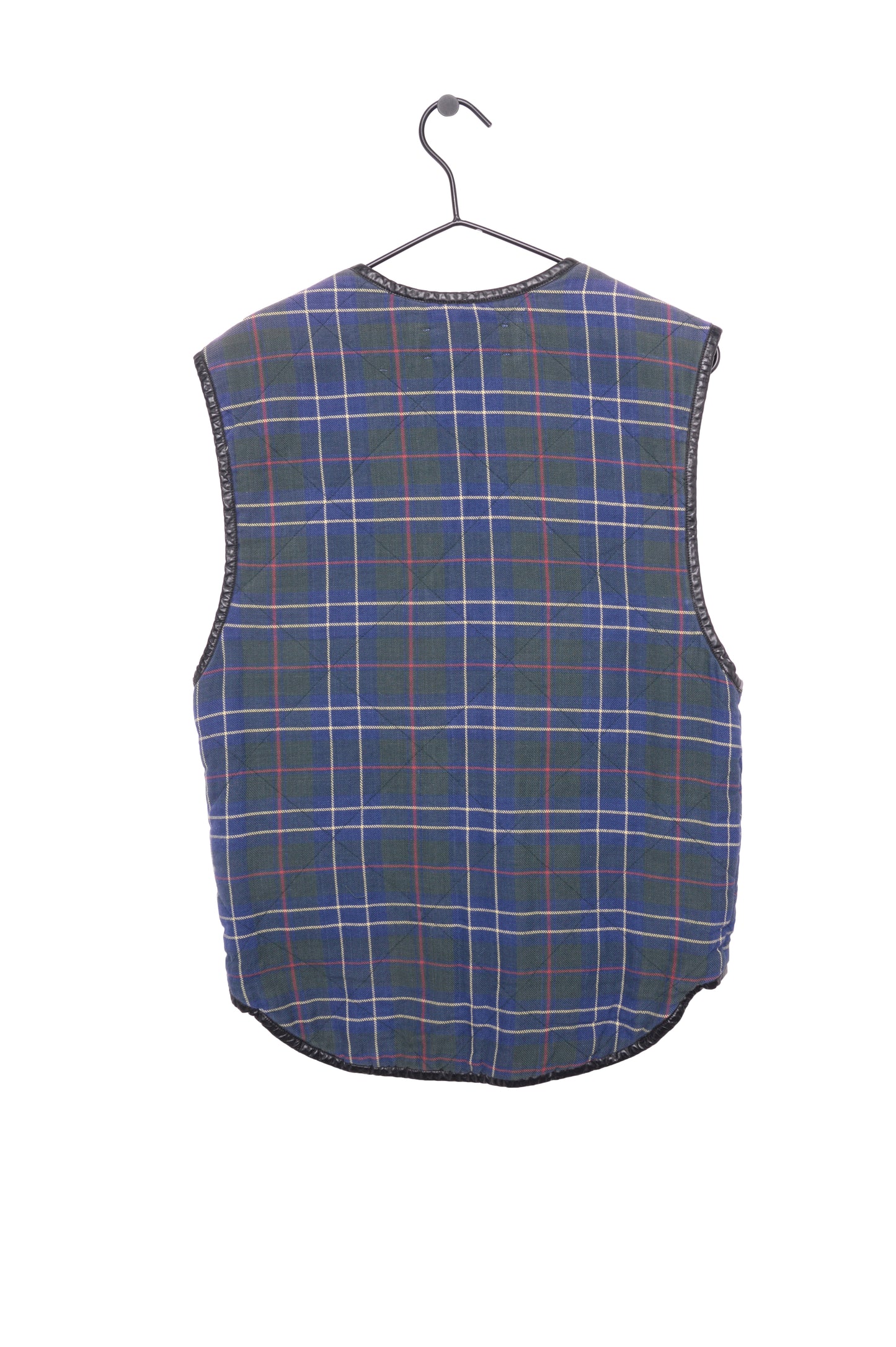 Plaid Leather Trim Vest