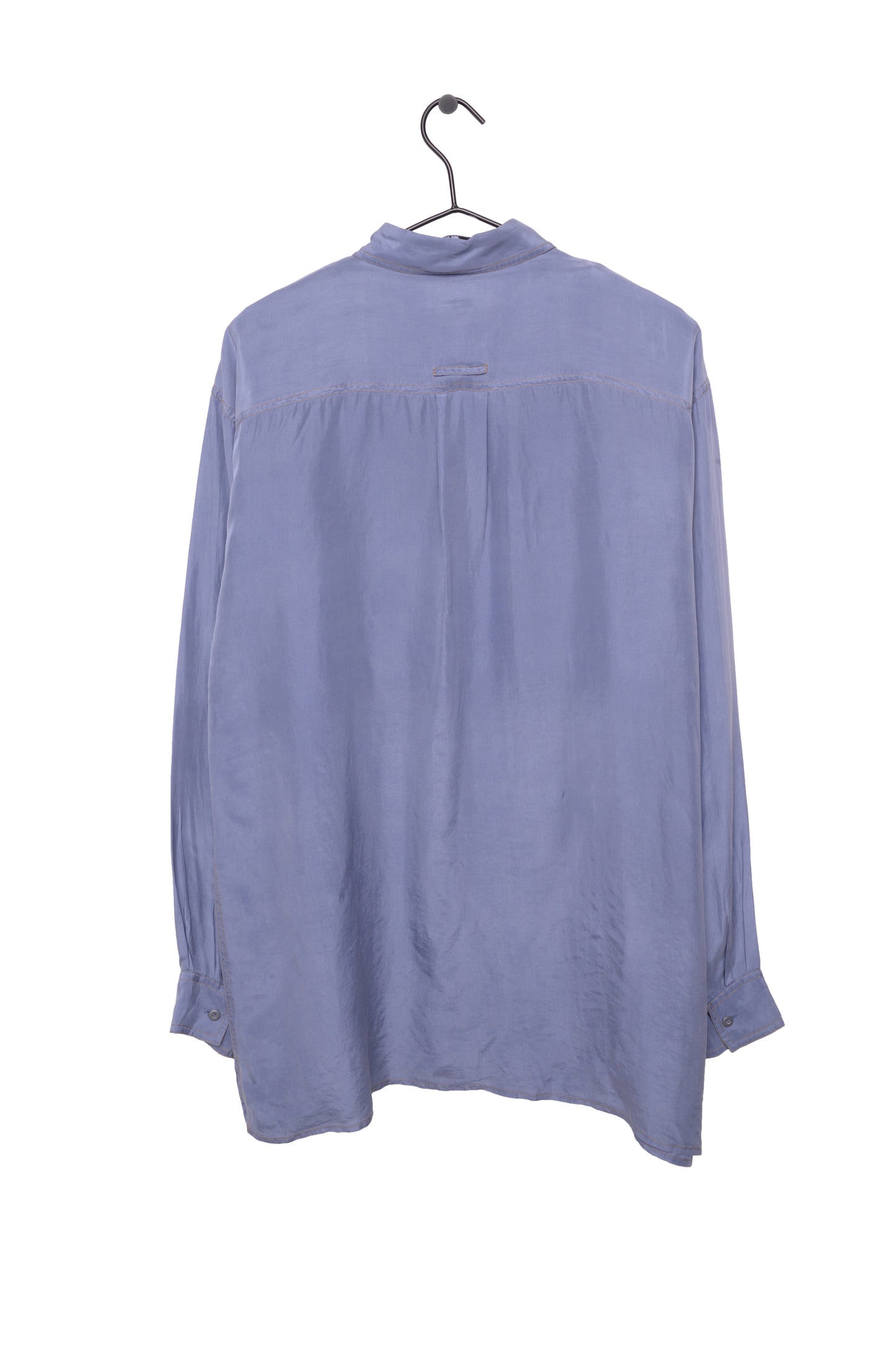 Contrast Stitch Silk Button Down