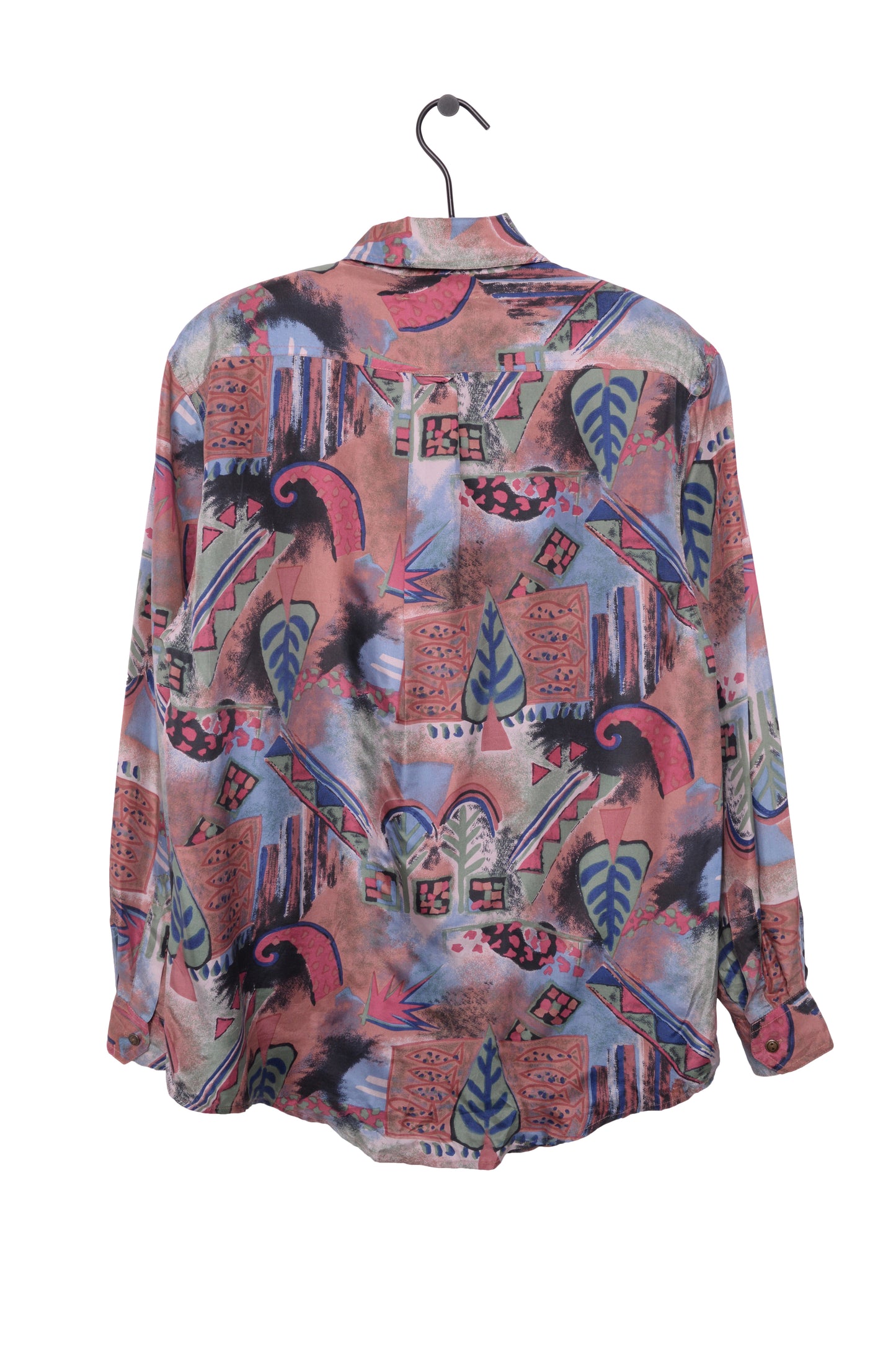 Abstract Silk Button Top