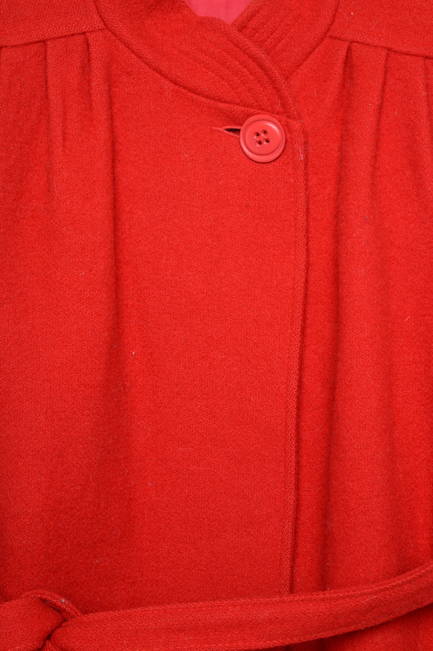 Cherry Red Belted Wool Jacket