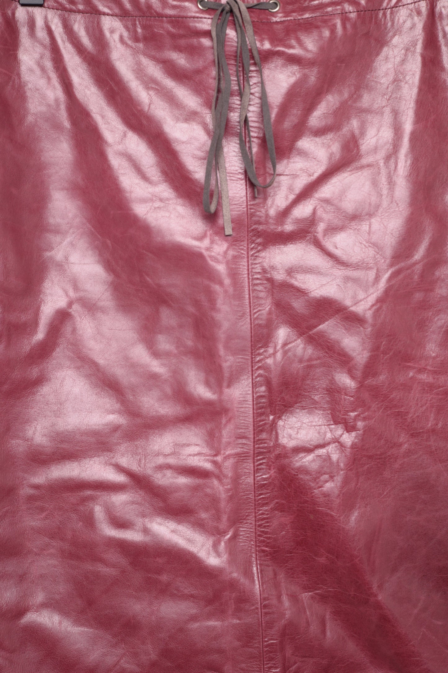 Burgundy Leather Midi Skirt