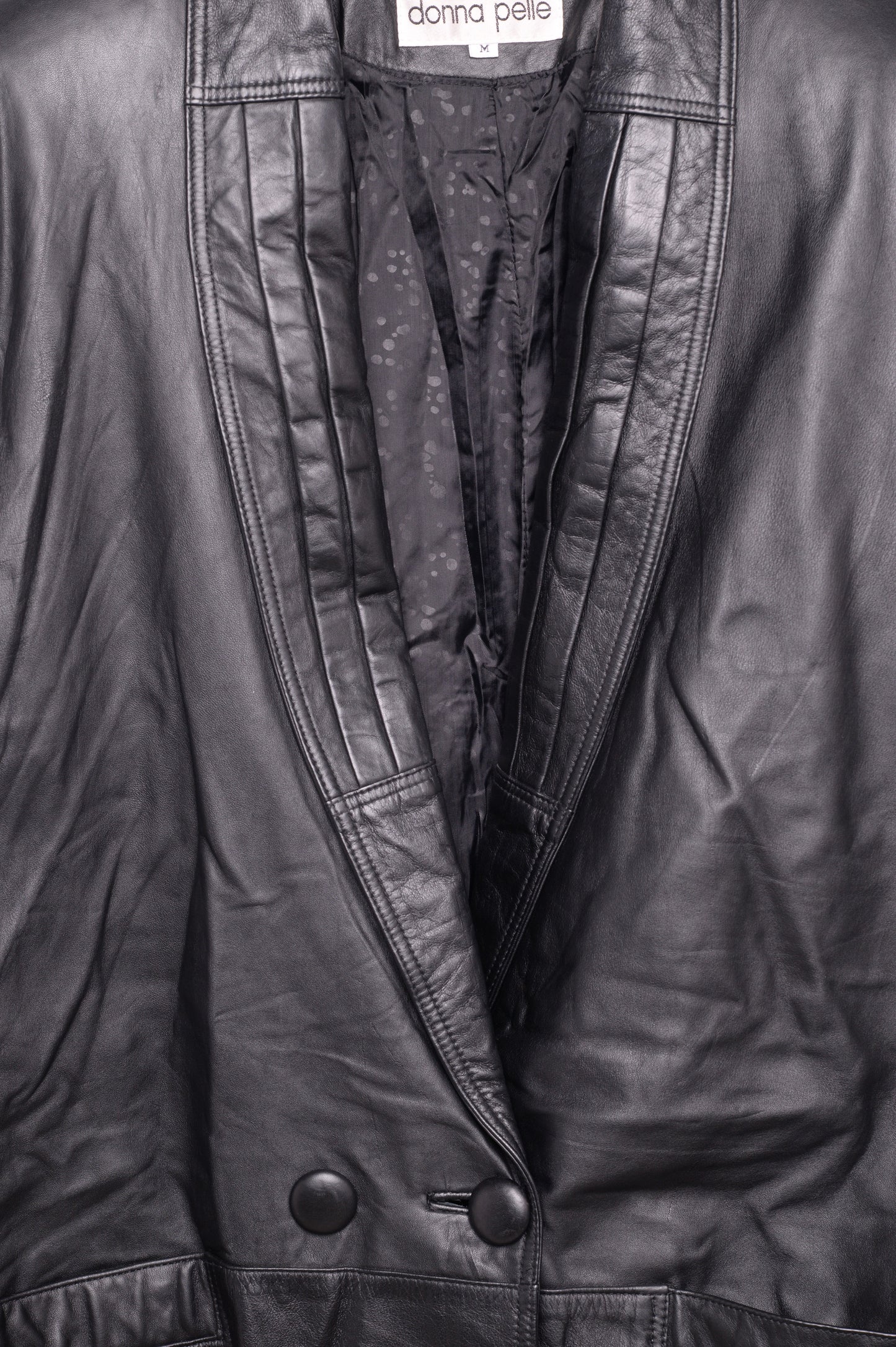 Long Double-Breasted Leather Jacket