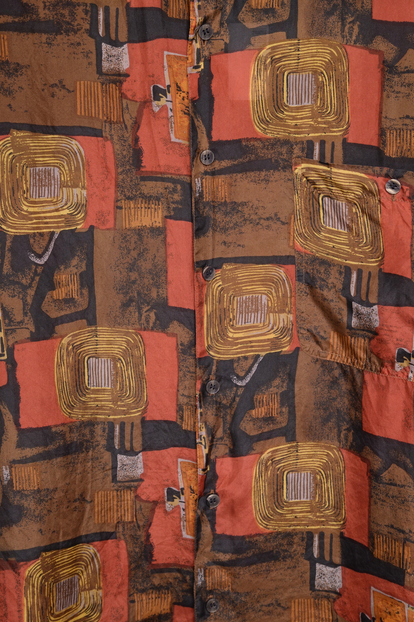1980s Abstract Silk Button Down