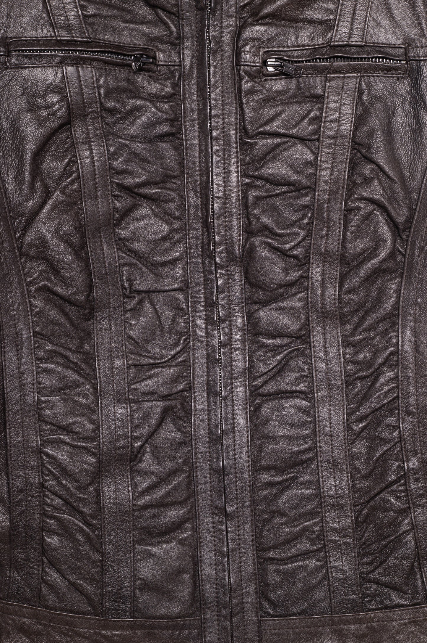 Y2K Brown Leather Moto Jacket
