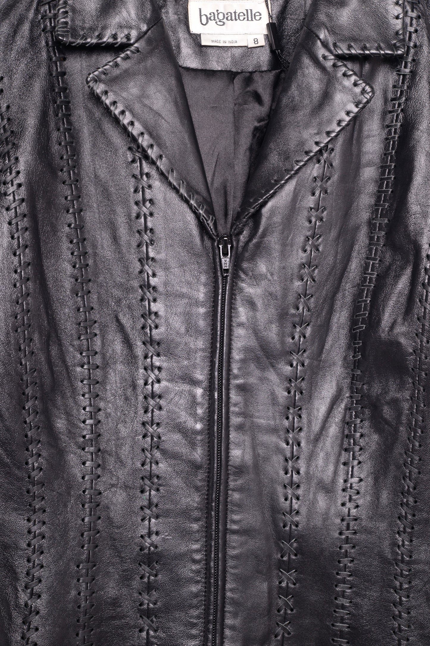 Y2K Stitched Soft Leather Jacket