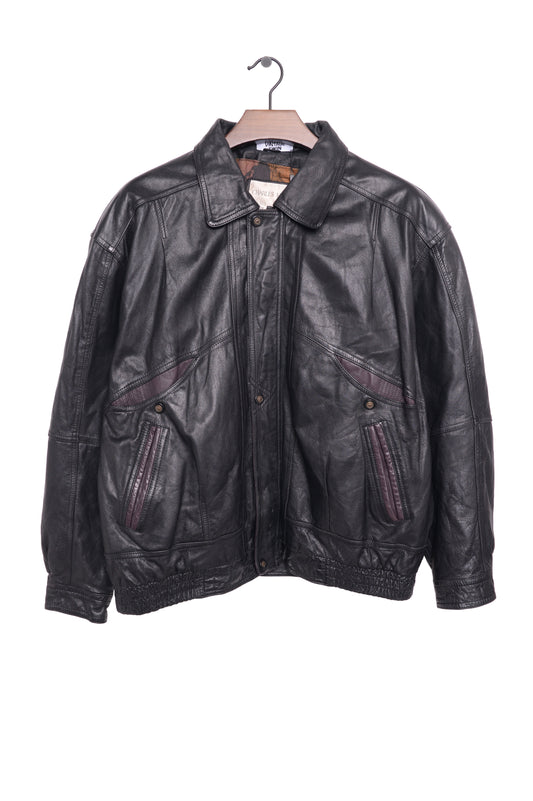1990s Black Leather Bomber Jacket