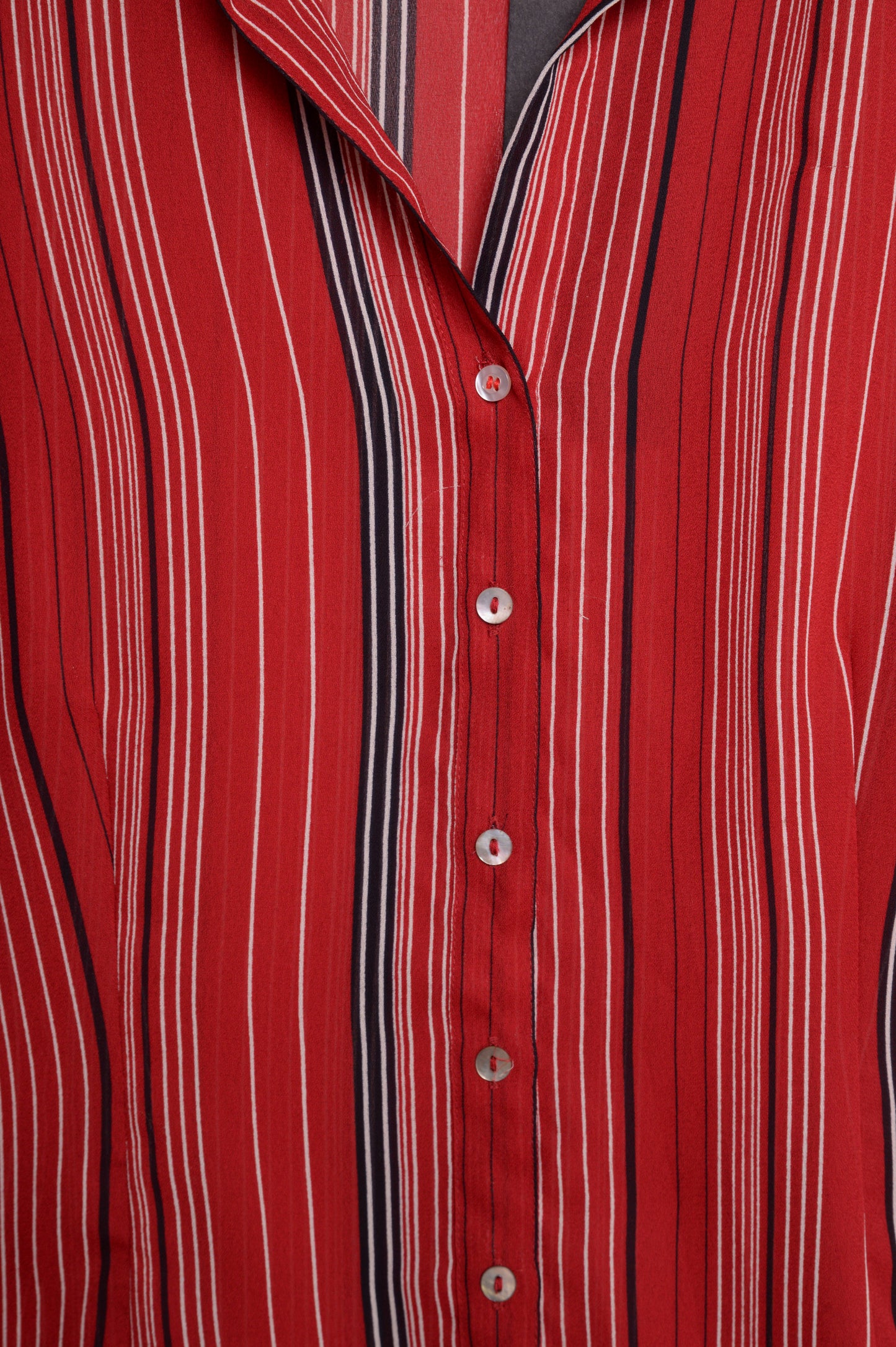 Striped Cropped Button Top