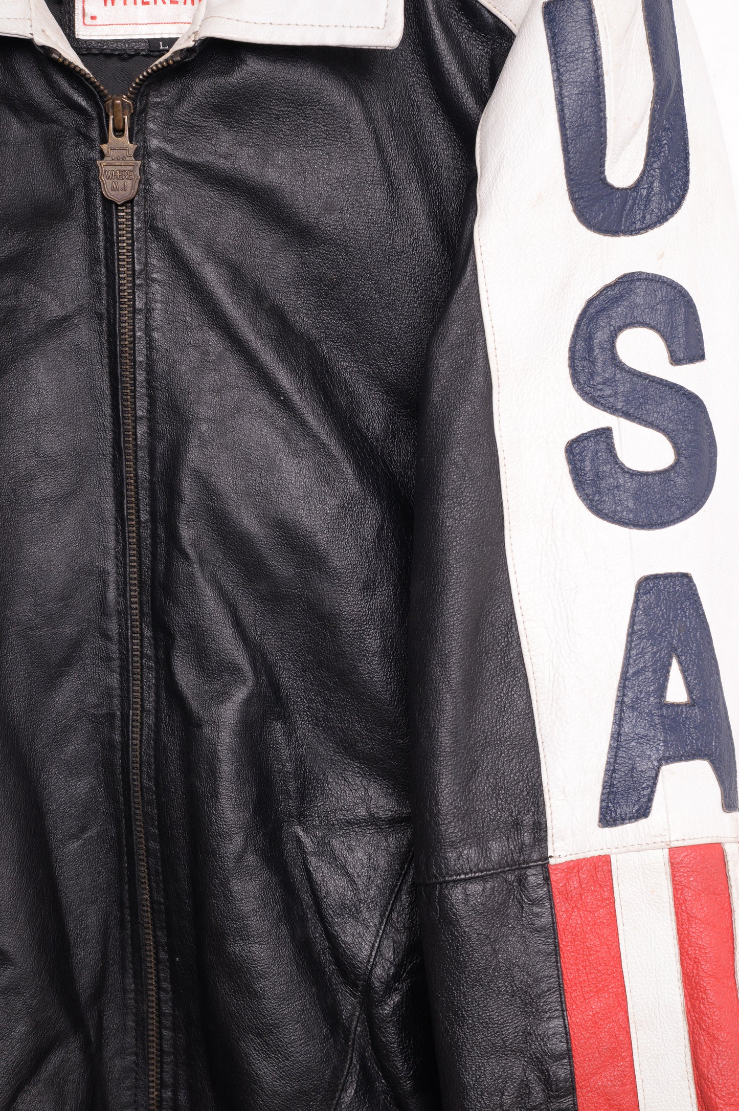 1980s USA Flag Leather Bomber