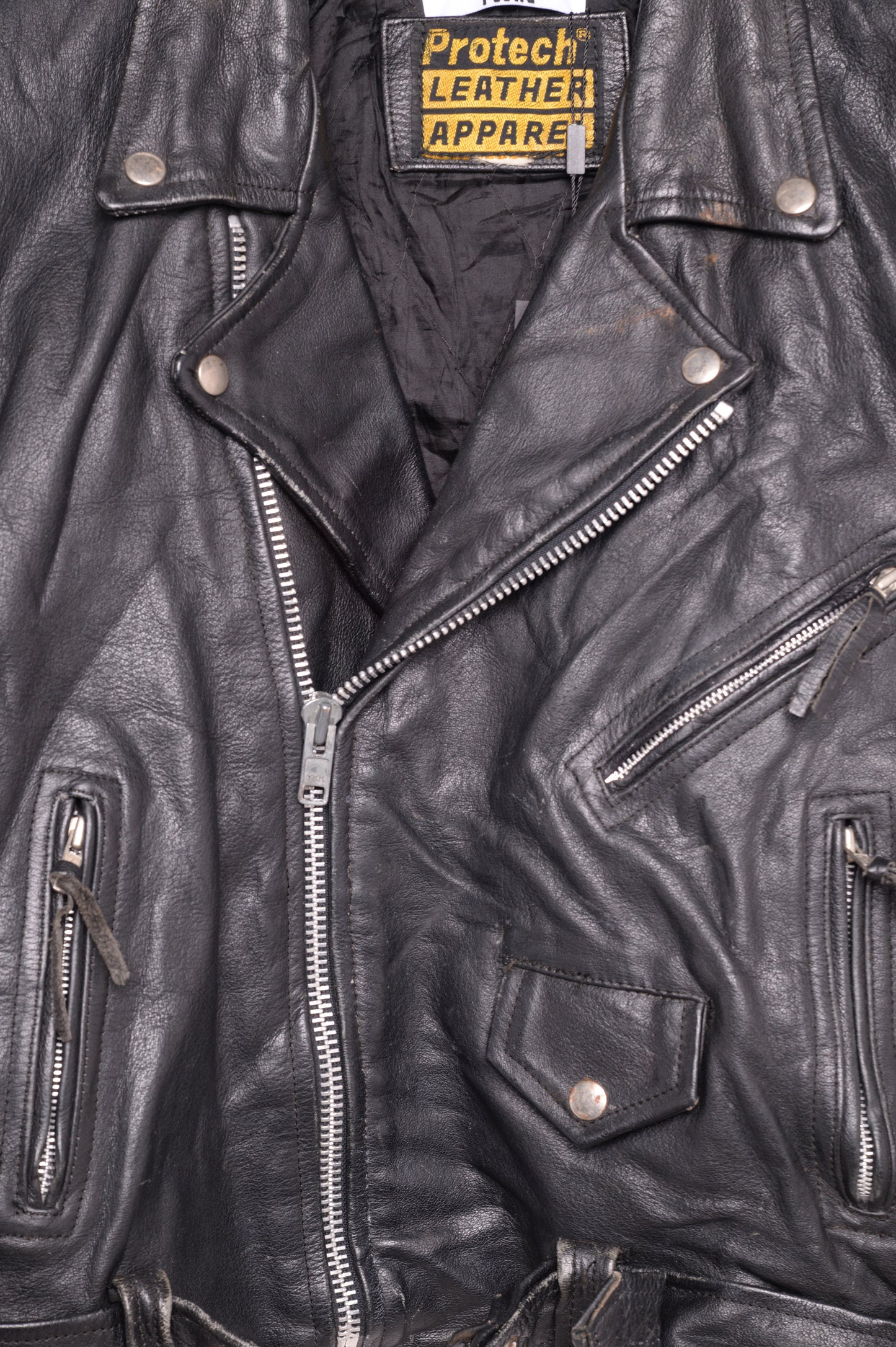 Protech Short Leather Moto Jacket