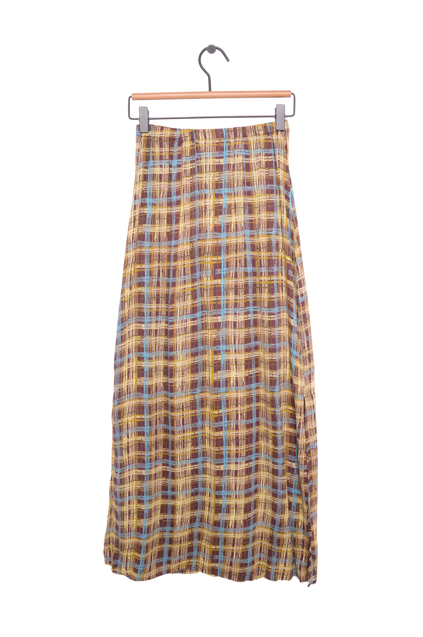 Plaid Rayon Maxi Skirt USA