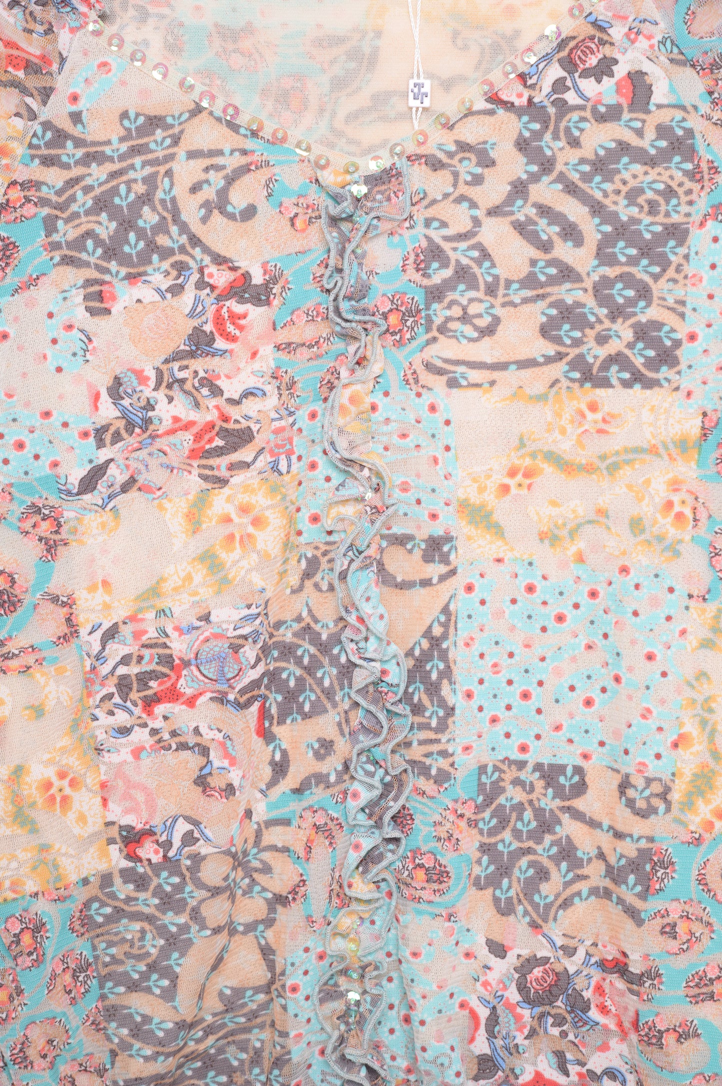 Y2K Mesh Floral Top