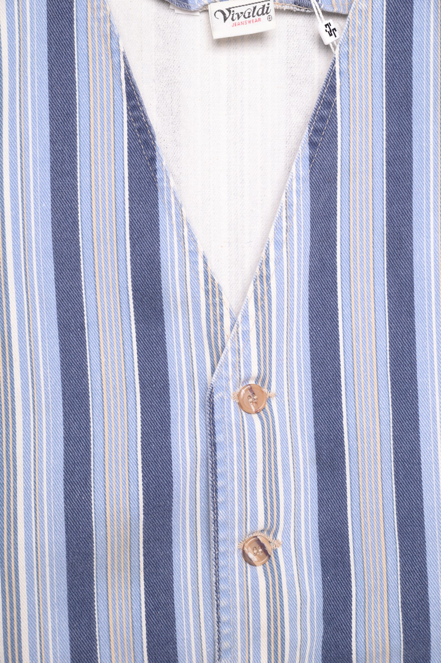 1990s Striped Denim Vest