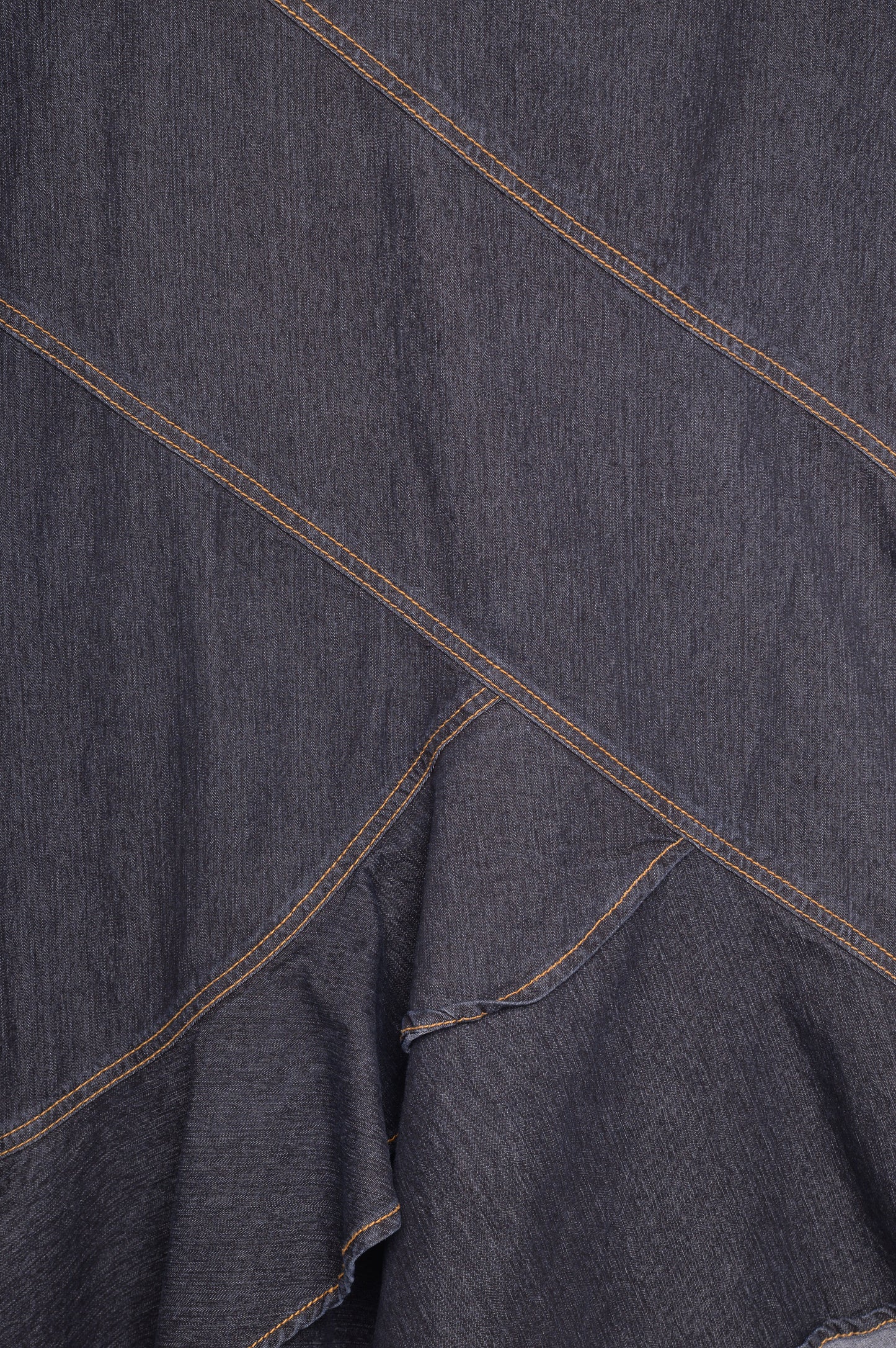 Y2K Ruffle Denim Midi Skirt