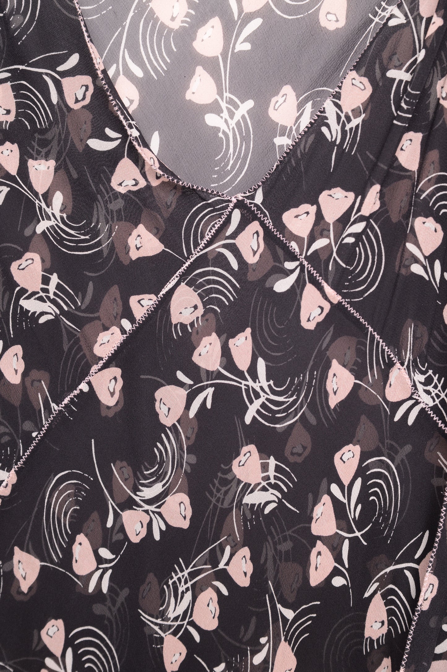 Silk Sheer Floral Ruffle Midi Dress