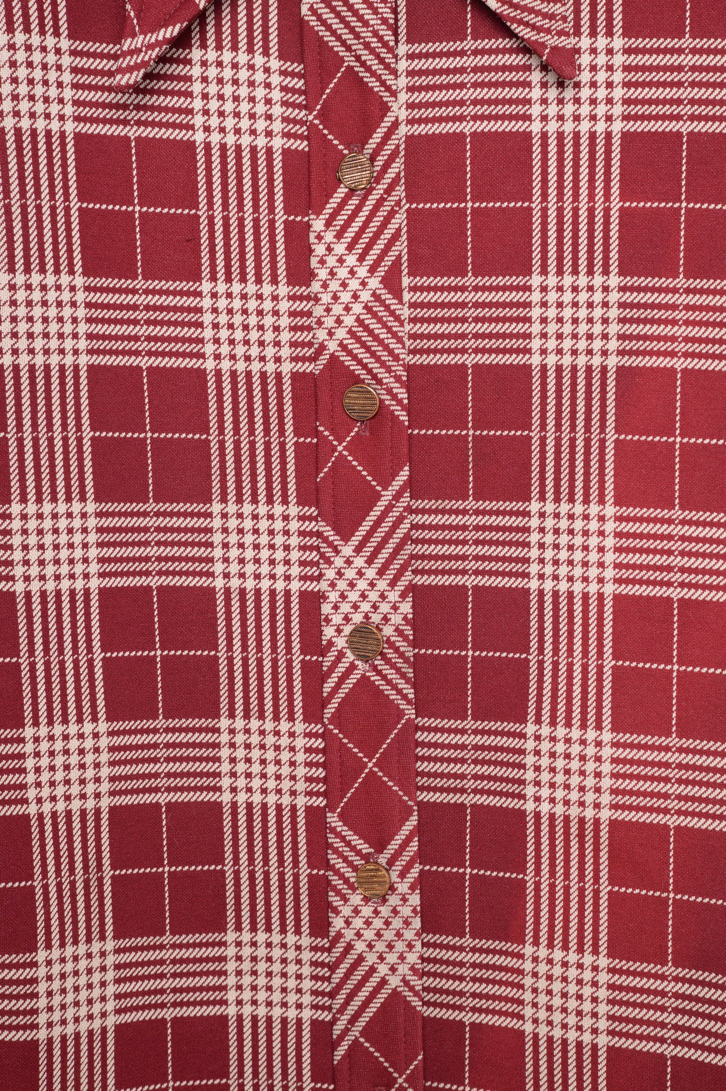 1970s Polyester Plaid Button Down
