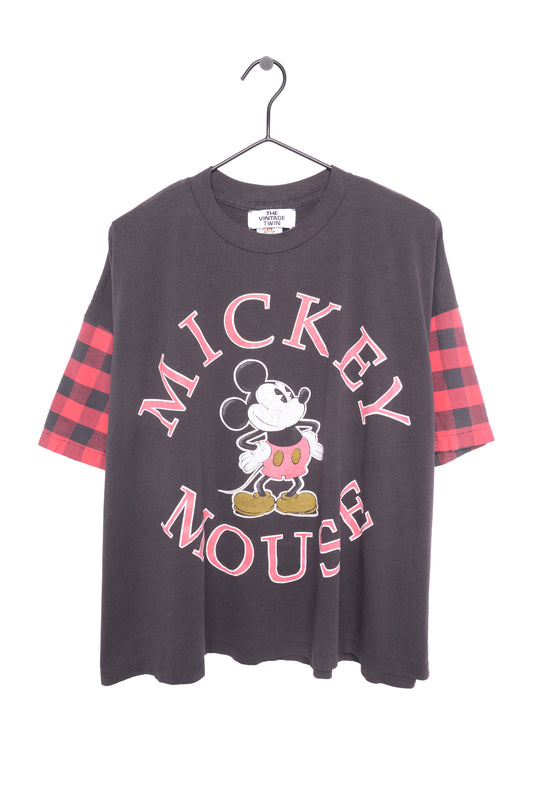 Faded Mickey Mouse Plaid Sleeve Tee USA