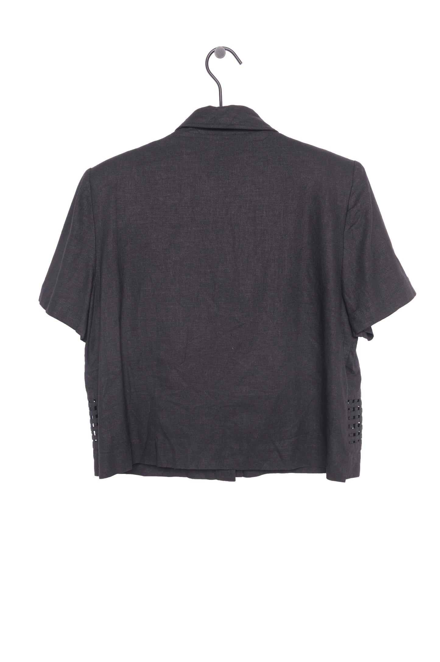 1990s Linen Cropped Button Top