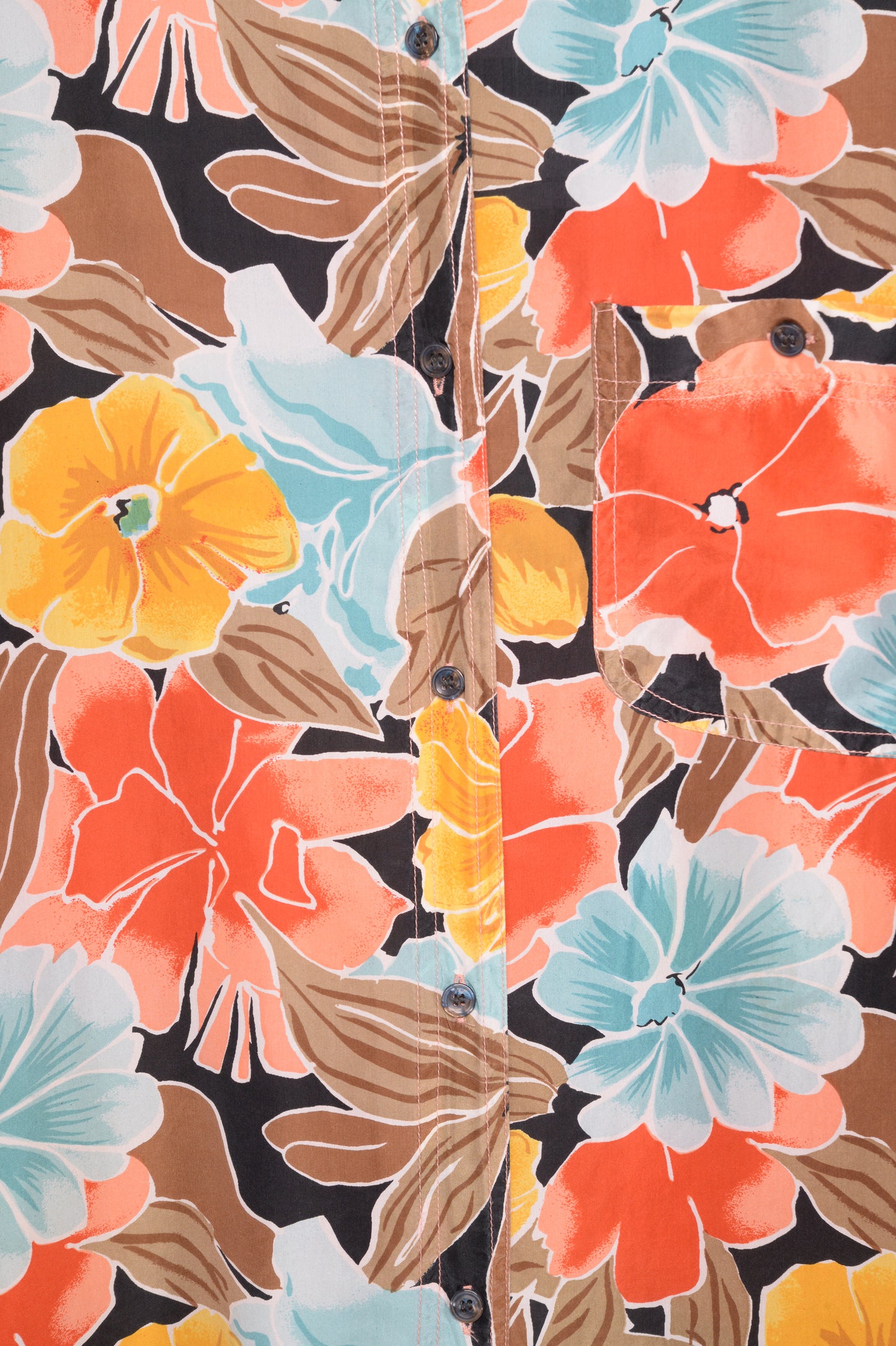 1980s Floral Silk Button Top