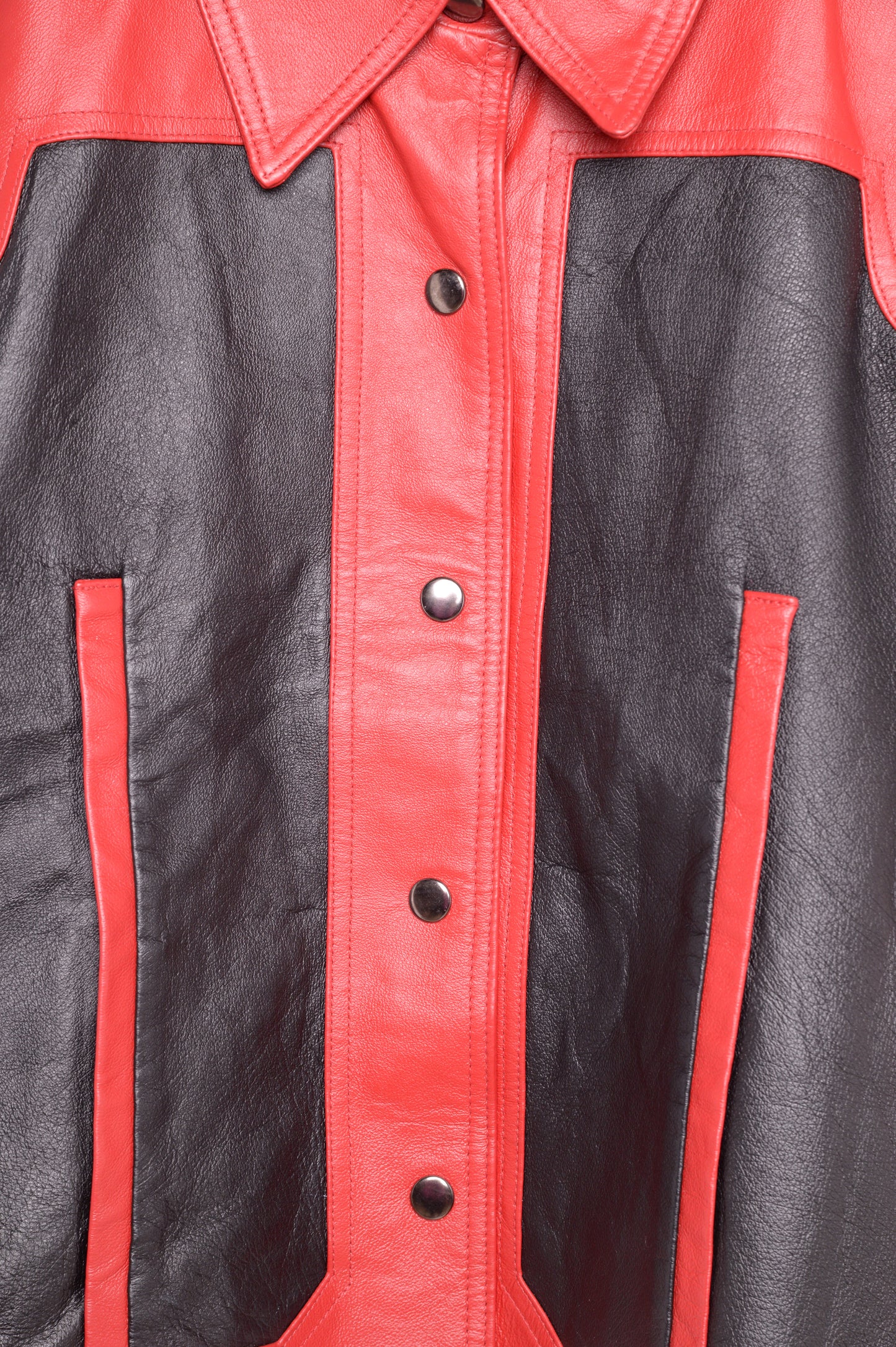 Y2K Colorblock Leather Jacket