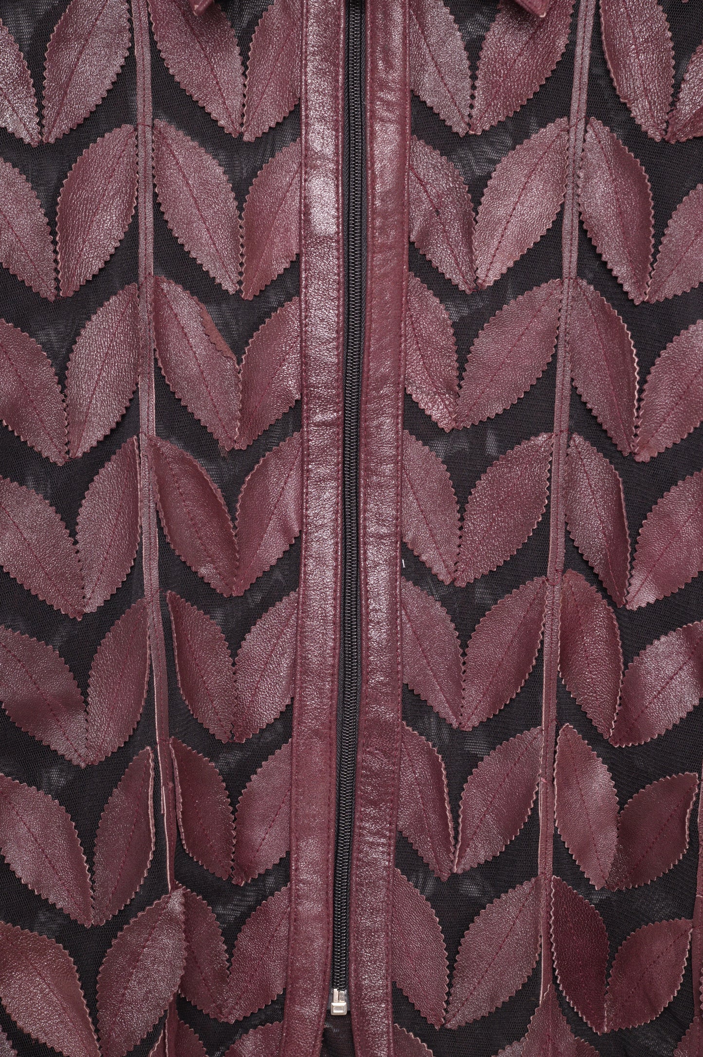 1990s Cutout Leaves Leather Jacket