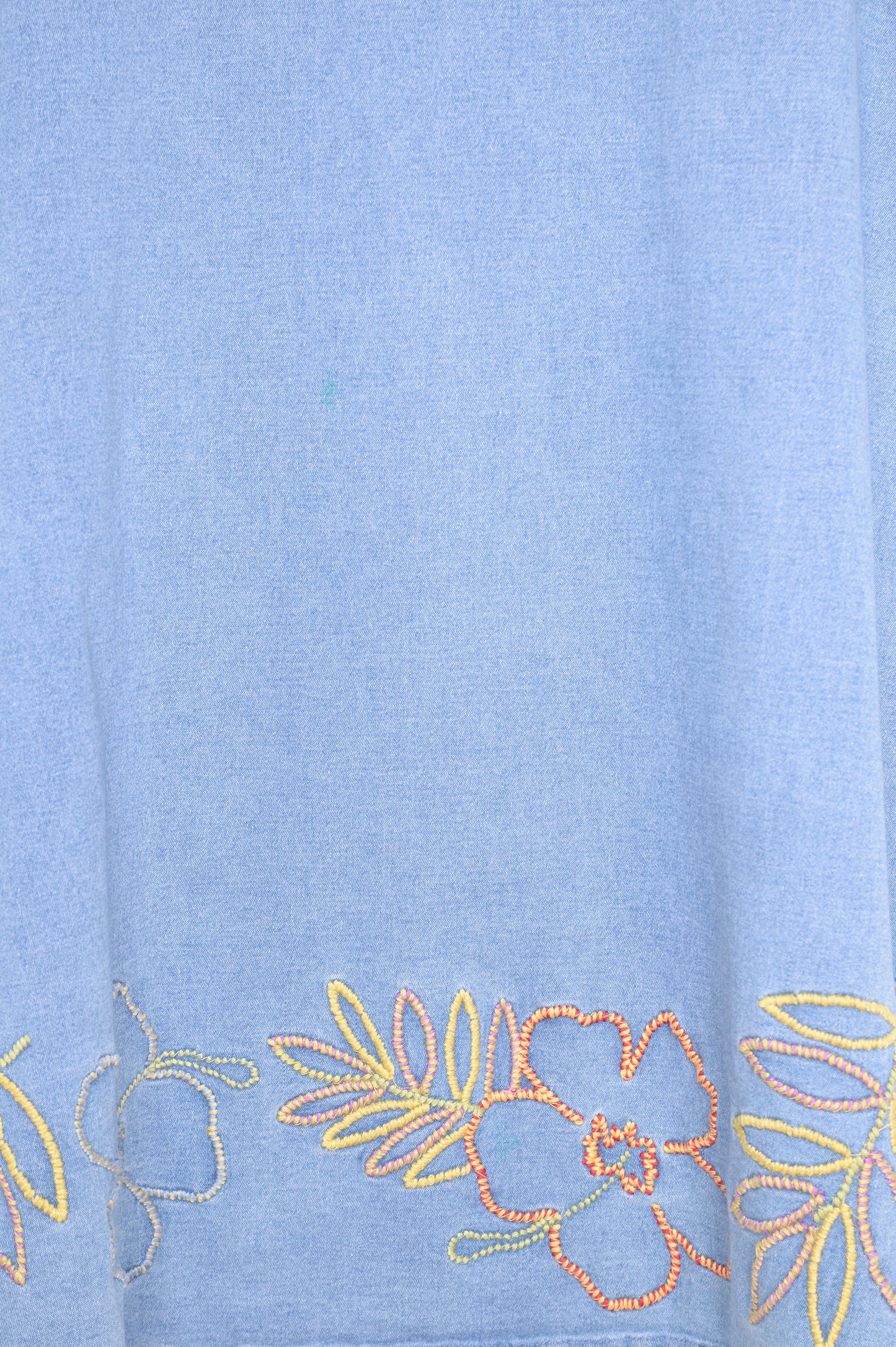 Embroidered Denim Midi Skirt