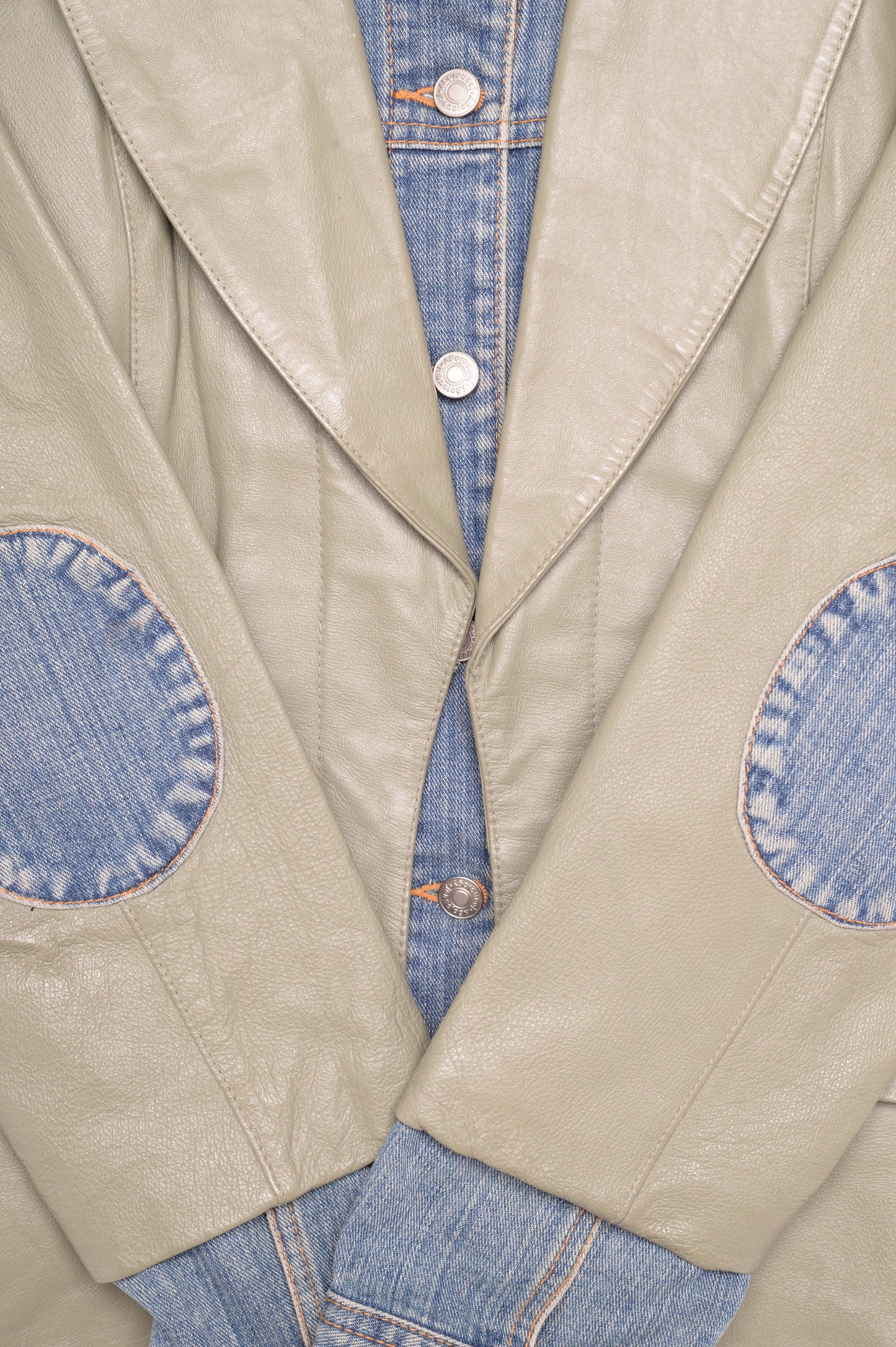 Y2K Leather and Denim Layered Jacket