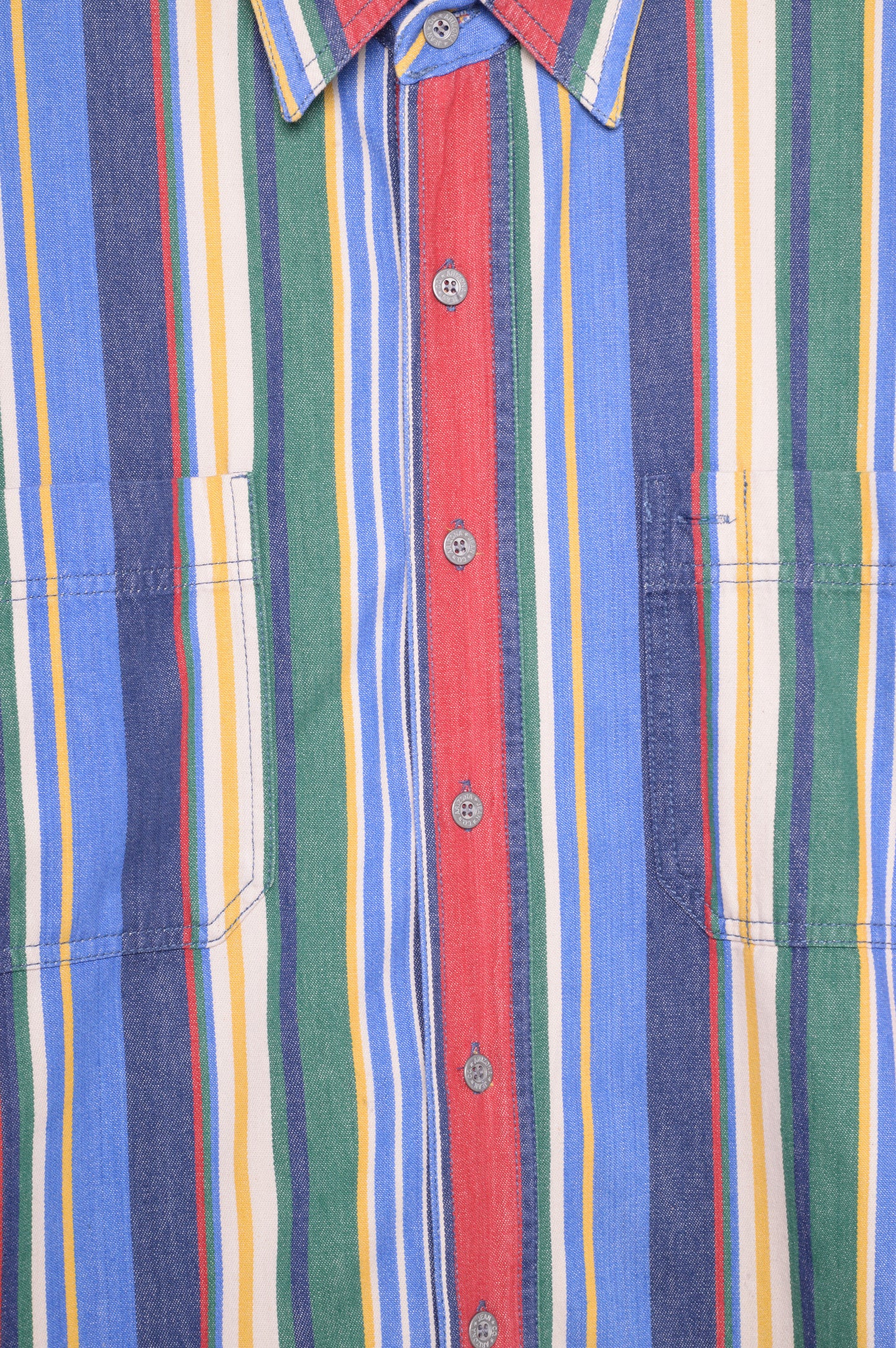 1990s Rainbow Striped Denim Shirt
