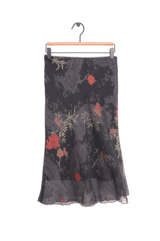 Y2K Floral Ruffle Midi Skirt USA