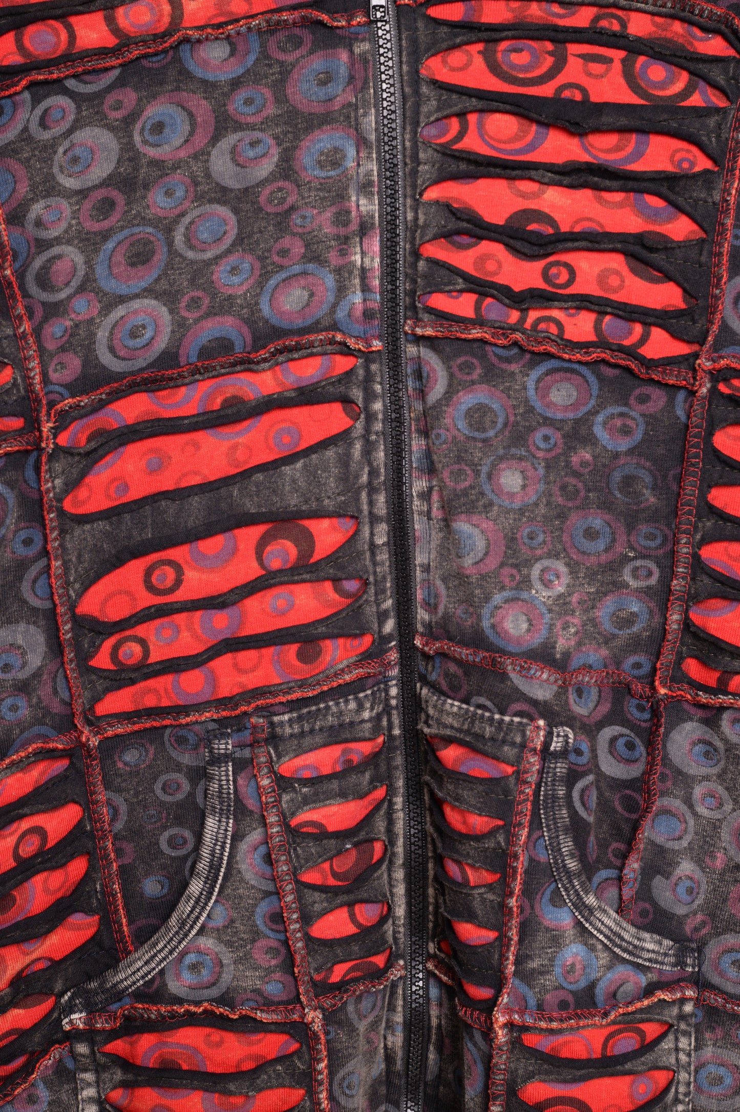 Y2K Patchwork Zip-Up Hoodie