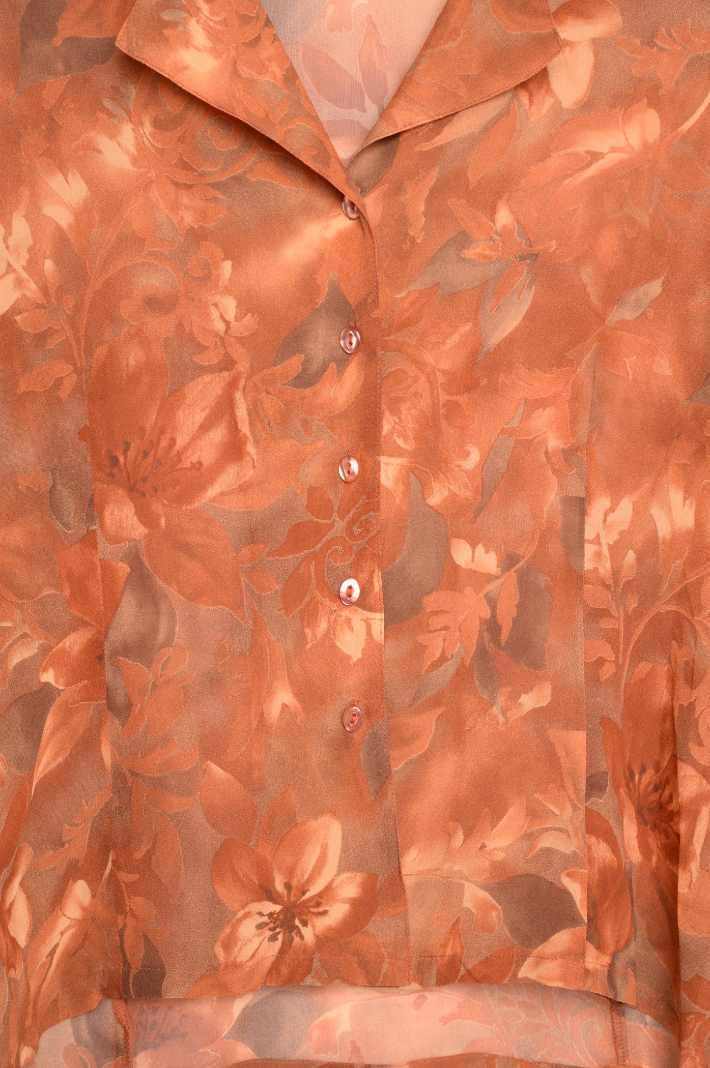 Leaves Silk Button Top