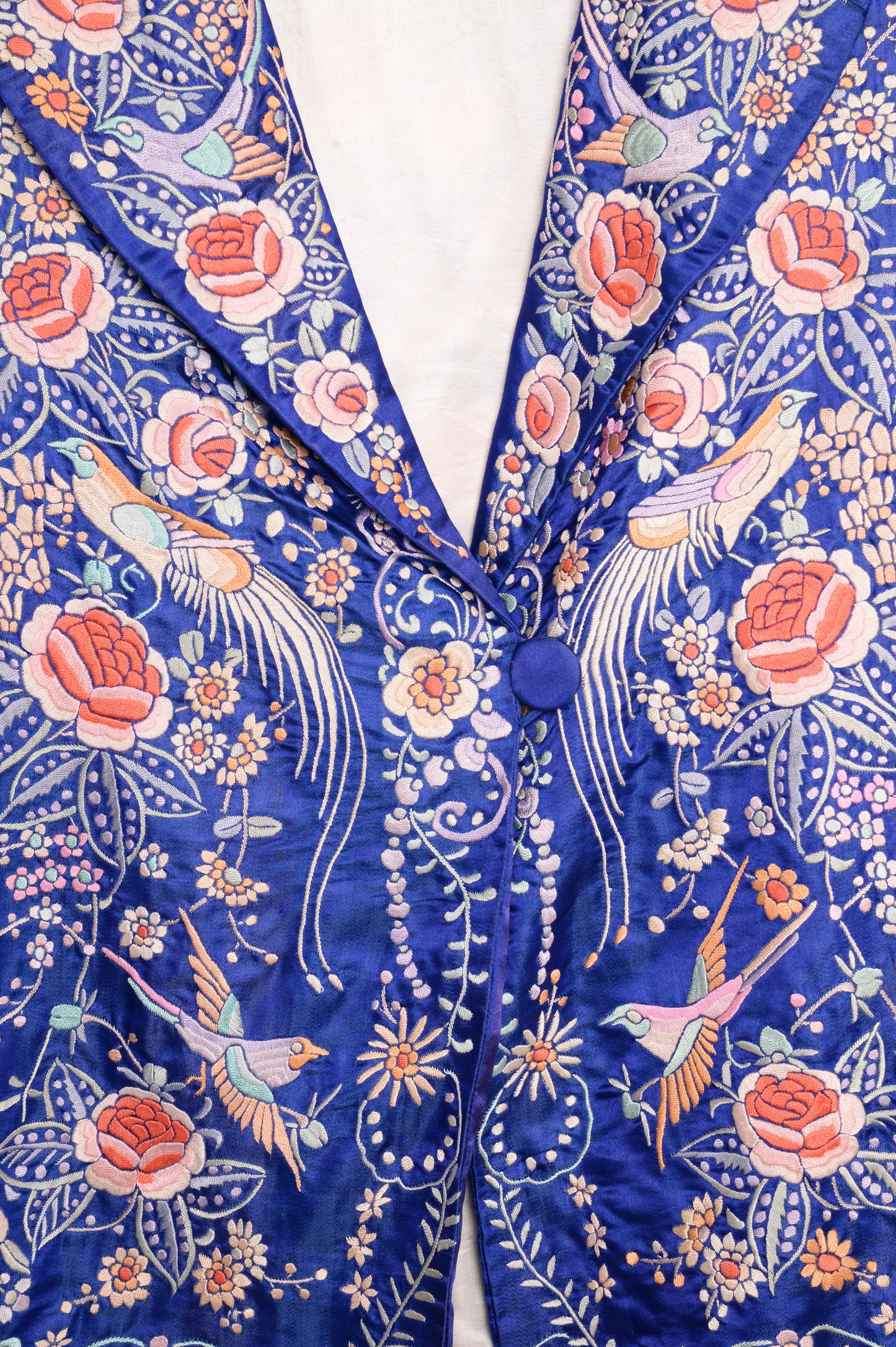 1960s Embroidered Birds Satin Blazer
