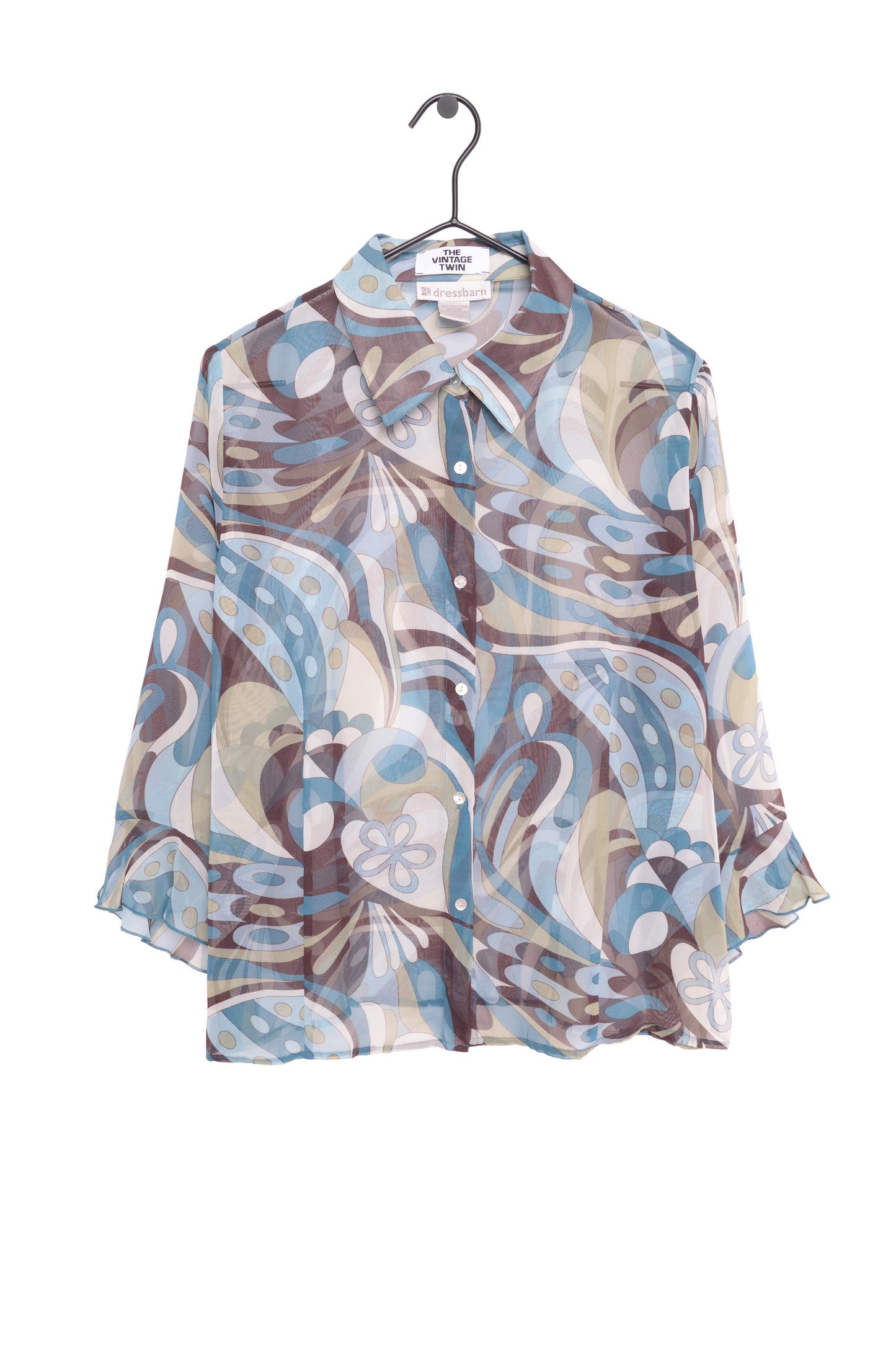 1990s Sheer Abstract Button Top