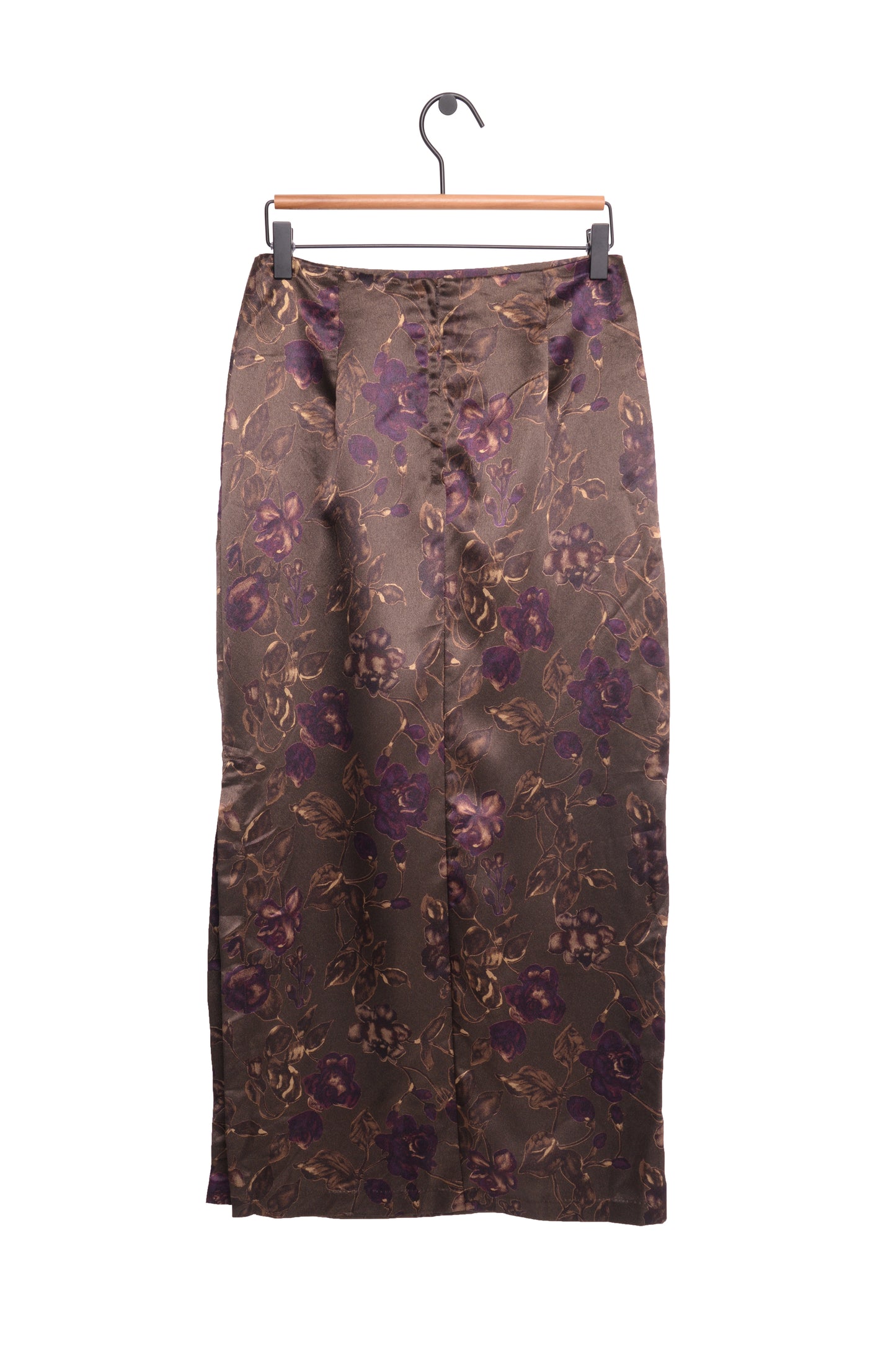 1990s Satin Floral Maxi Skirt