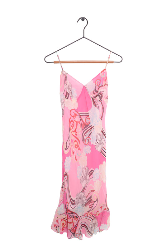 Y2K Silk Floral Midi Dress